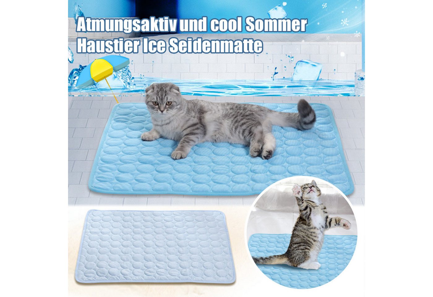 Thumbnail - Refttenw Hundematte Kühlmatte für Katzen und Hund, Haustier Eisseide Sommer, Selbstkühlend und Atmungsaktiv, für Auto So...