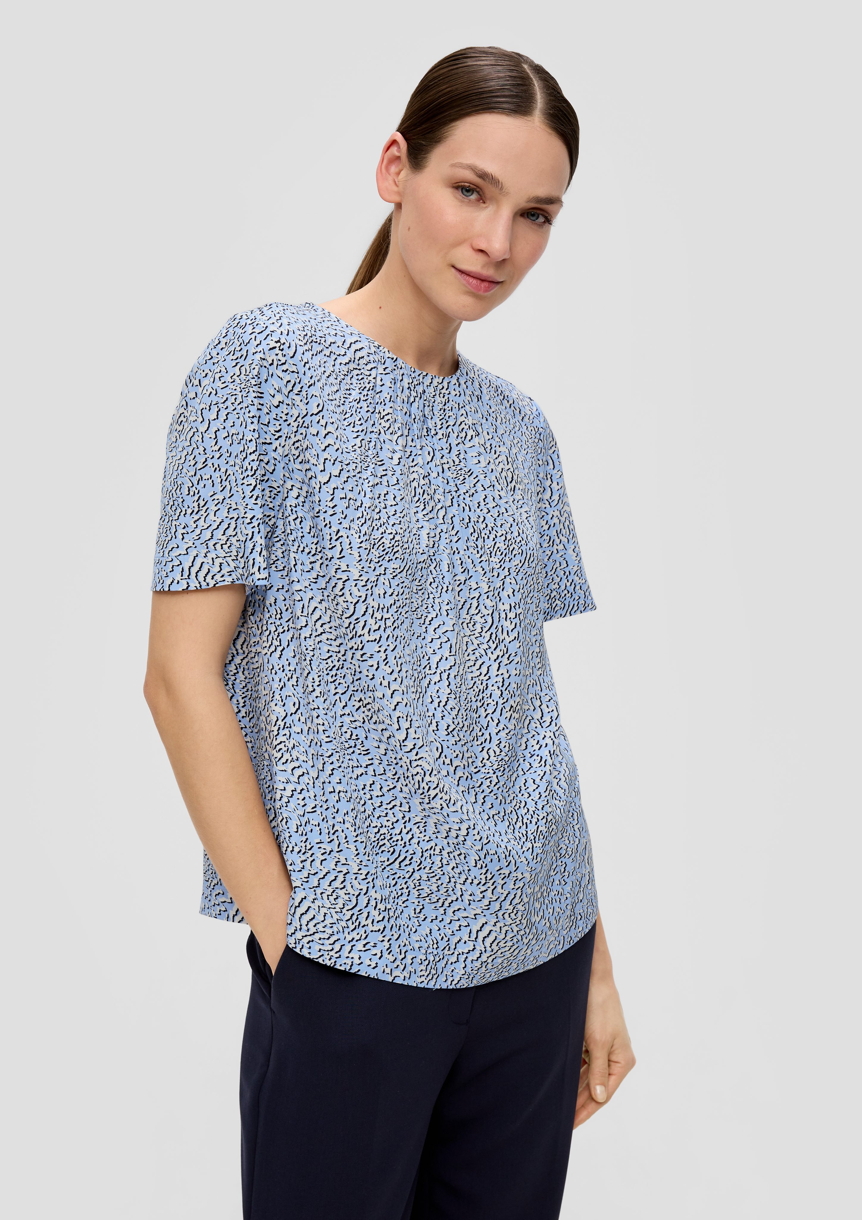 Kurzarmbluse Bluse aus Viskosemix
