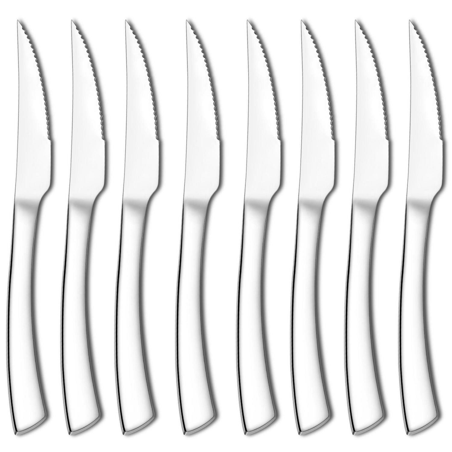 LuxusKollektion Steakmesser Steakmesser Set 8er Edelstahl gezackt silber