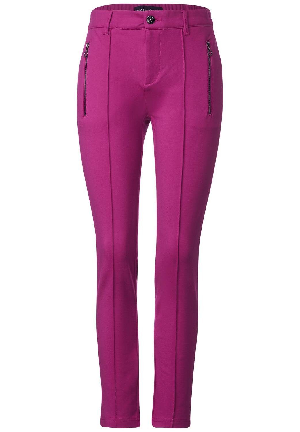 STREET ONE Stoffhose Style York zip pocket HW, magenta pink