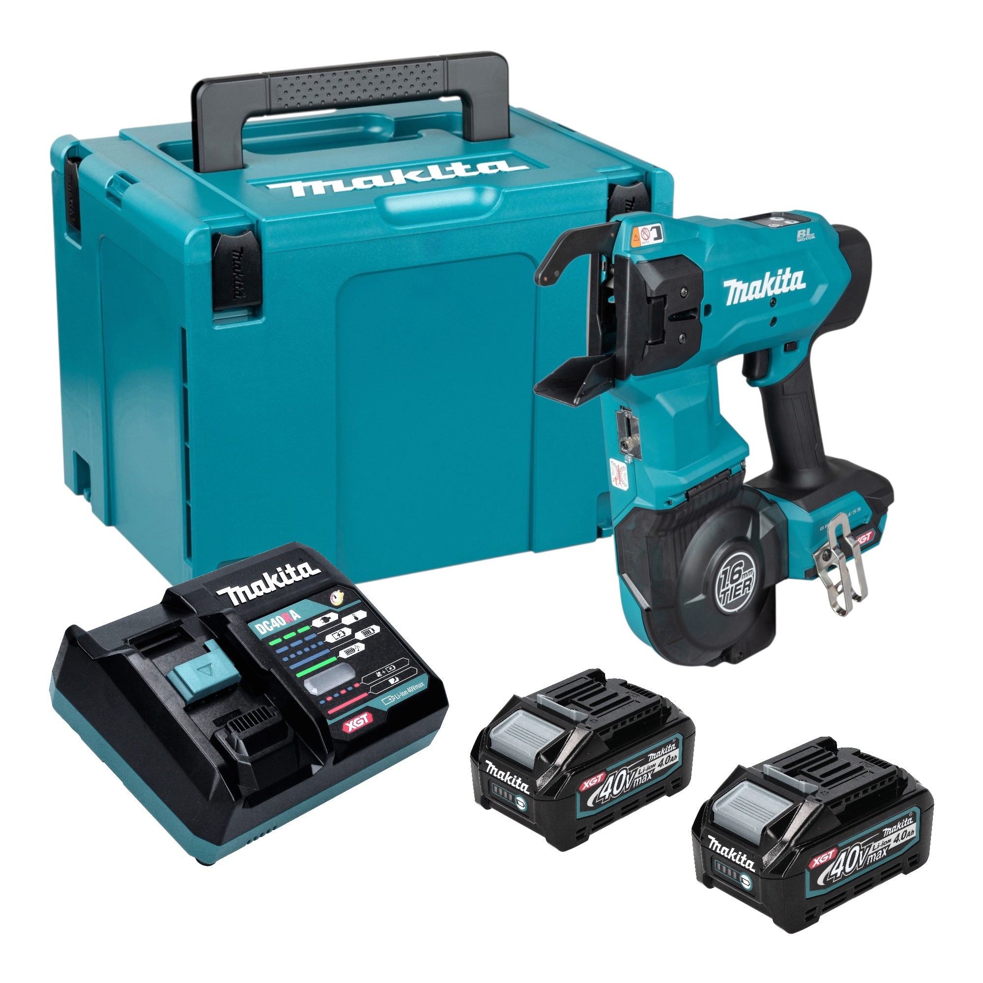 Elektrowerkzeug-Set TR 001 GM201 40 V max. 1,6 mm + 2x Akku 4,0 Ah + Ladegerät + Makpac