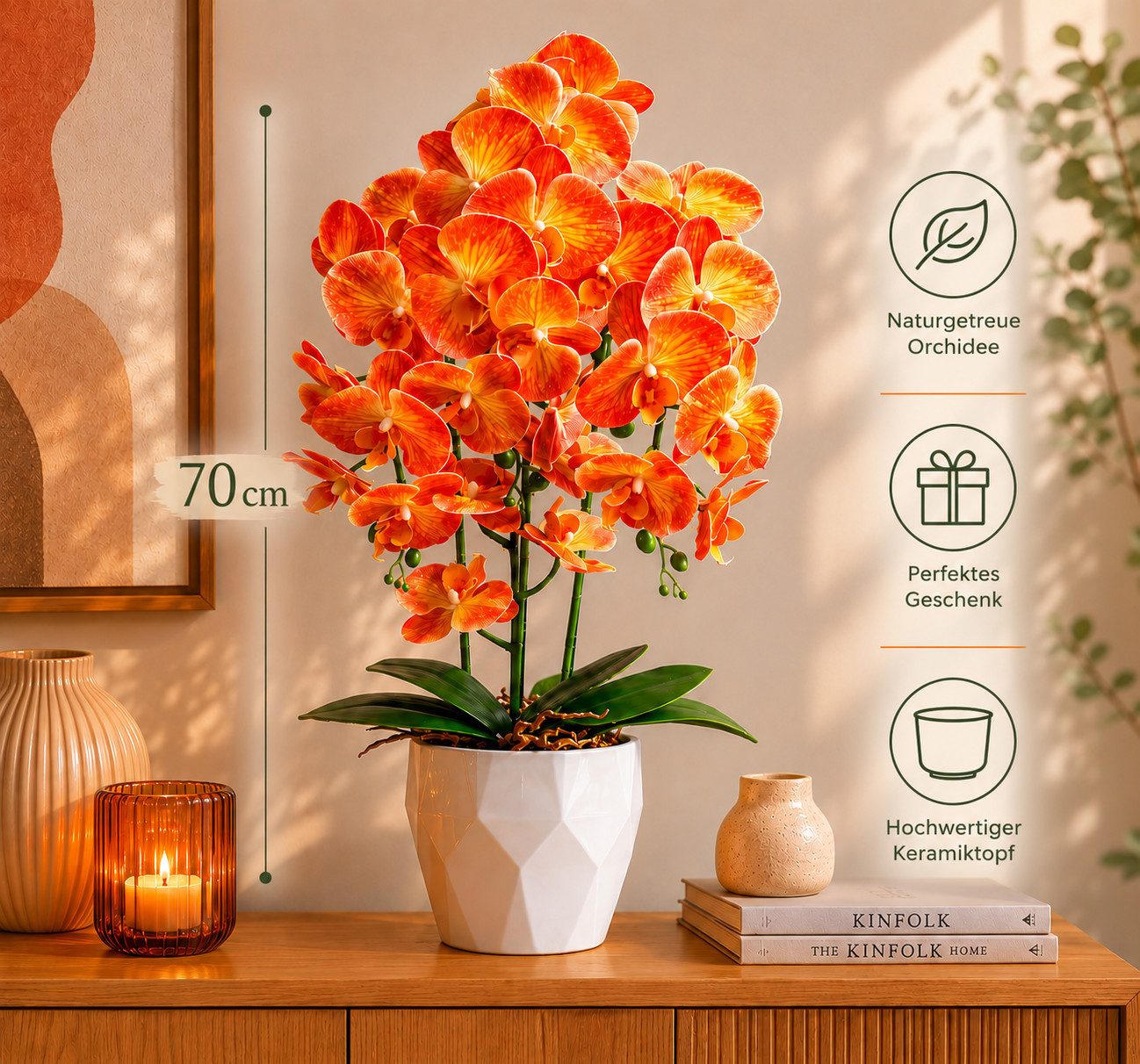 Kunstorchidee PASCH® Orchidee künstlich wie echt in Hochglanz-Keramiktopf Orchidee, PASCH, Hochglanz Keramiktopf – Bild 3 von 5