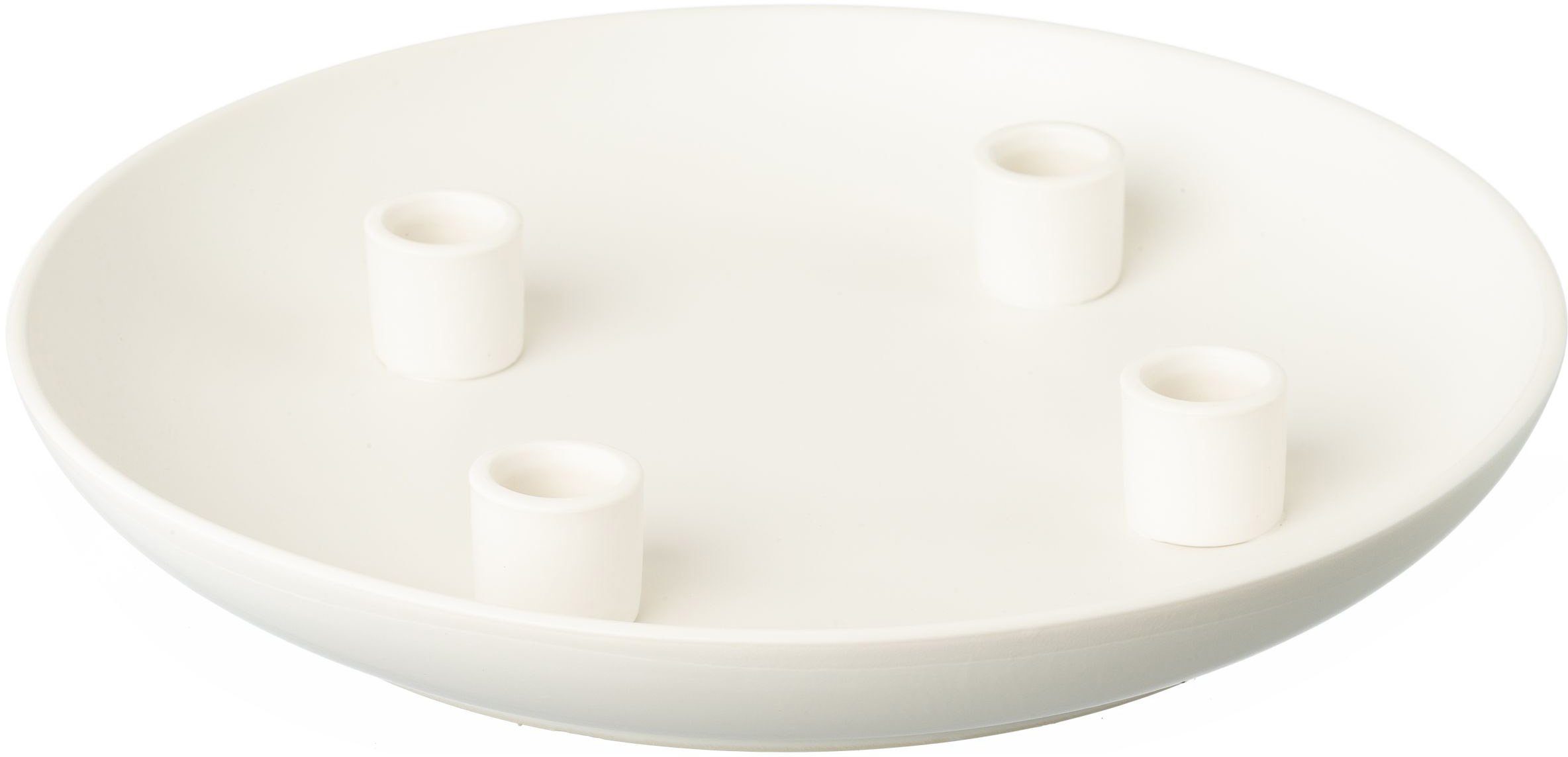 andas Kerzenhalter Eistla, mit mattierter Weihnachtsdeko, Kerzen, für 4 weiß Ø 31 Oberfläche, Adventsleuchter (1 St), ca. cm Stabkerzenhalter