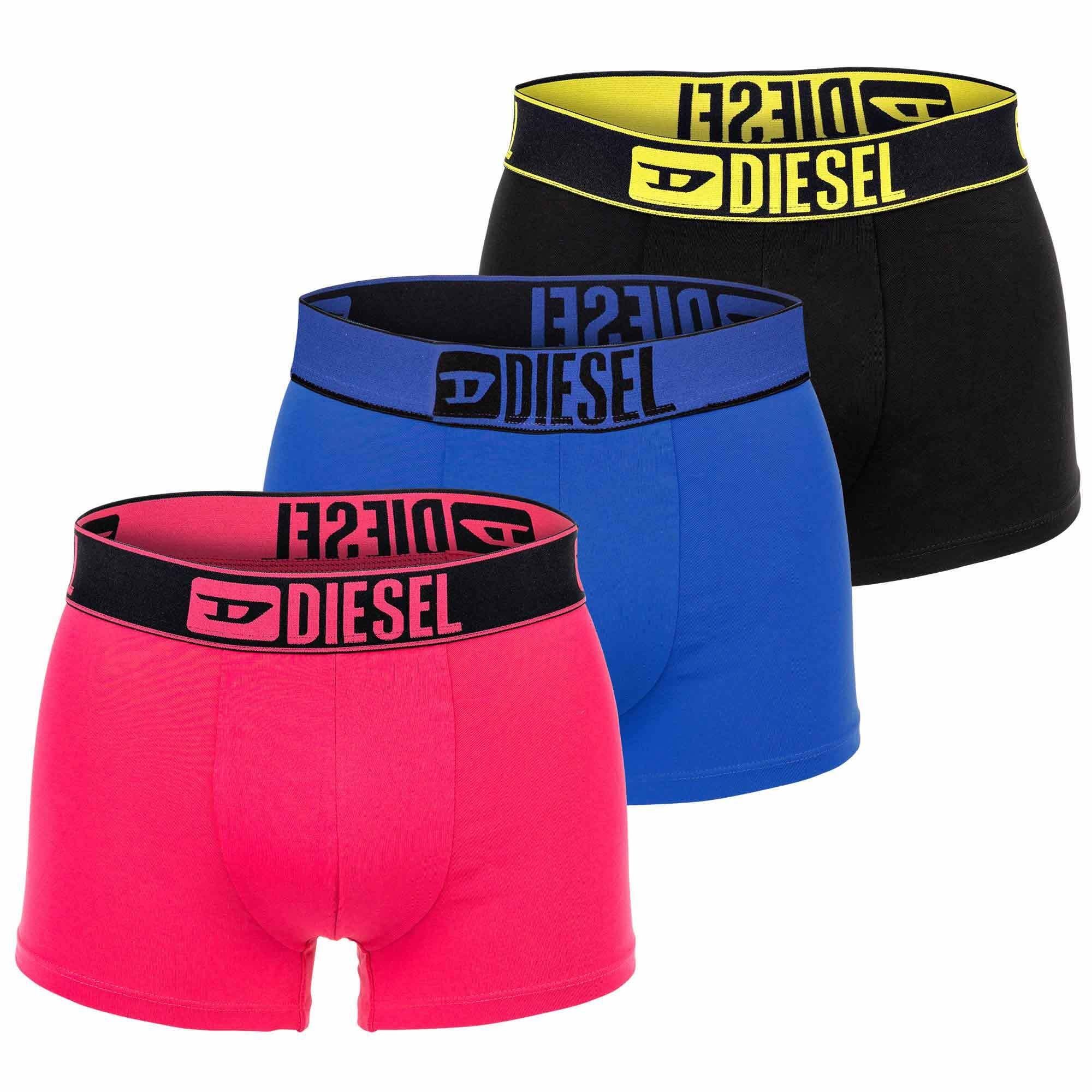 Diesel Boxer Herren Boxershorts, 3er Pack - Blau/Pink/Schwarz | Boxershorts