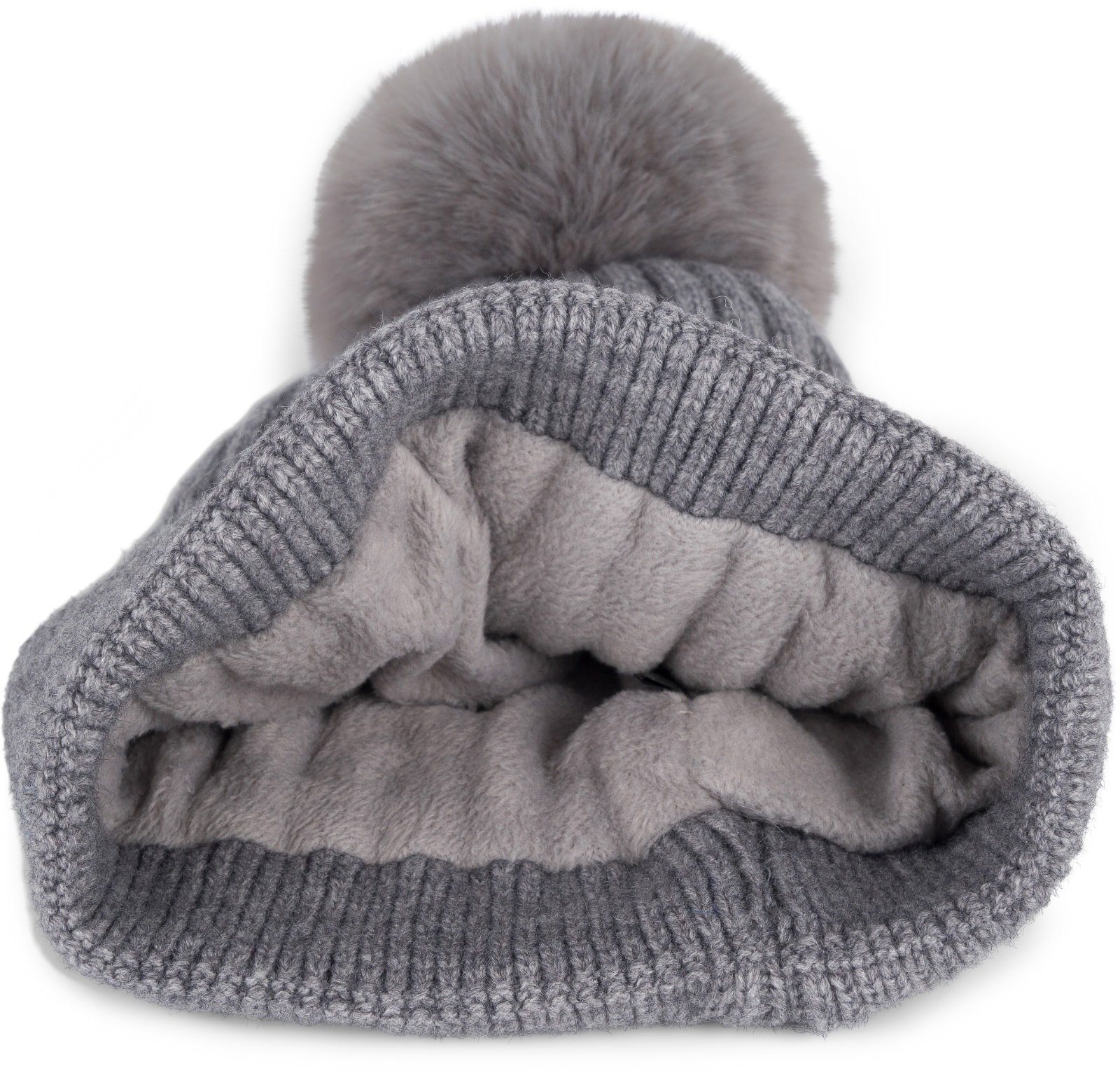 styleBREAKER Bommelmütze Strick Bommelmütze mit Rippen Muster (1-St) günstig online kaufen