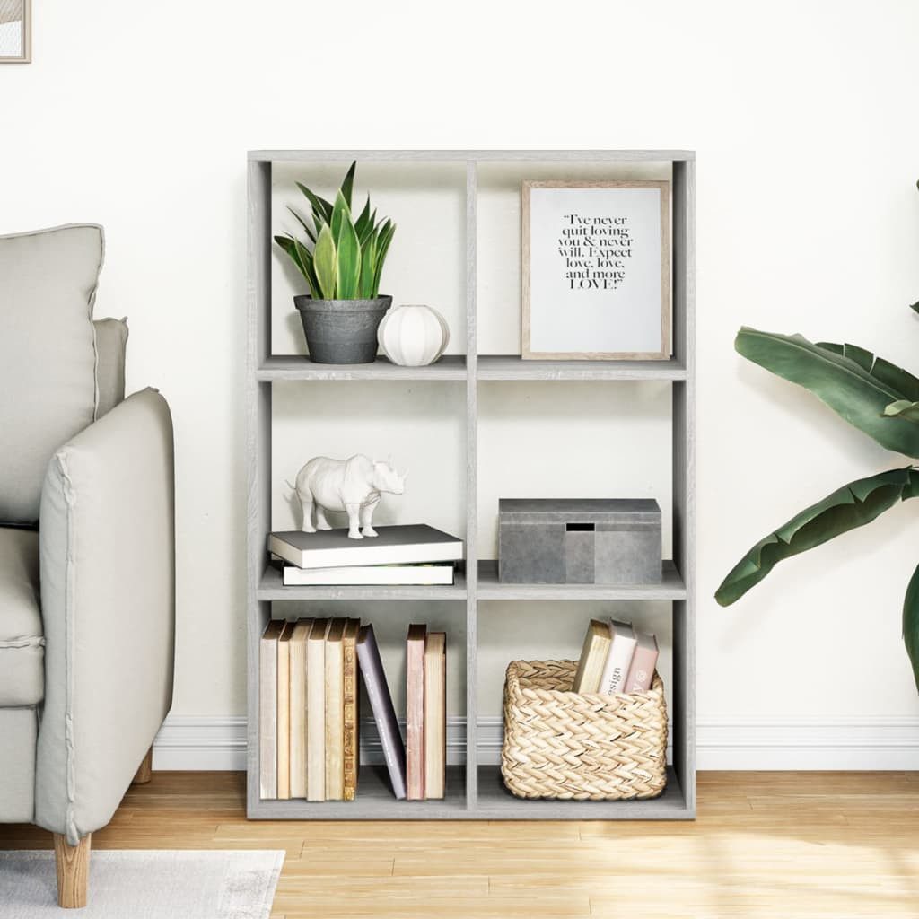 vidaXL Bücherregal Raumteiler-Bücherregal Grau Sonoma 69,5x29x103,5 günstig online kaufen