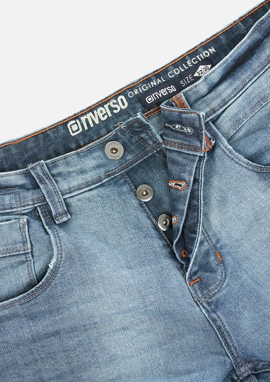 riverso Slim-fit-Jeans Herren Jeanshose RIVCaspar Slim Fit Denim Stretch Hose Denim (M265) Blue mit Middle