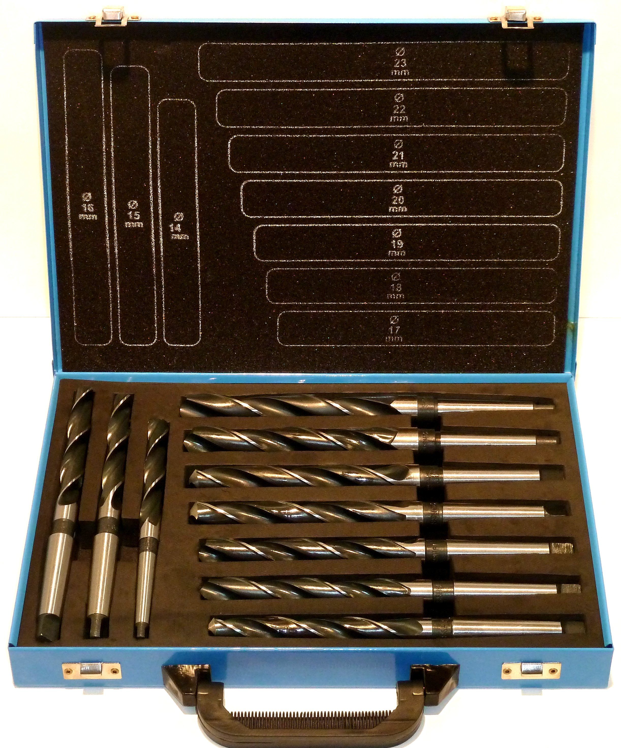 tlg. MK1 14-23mm, Spiral-Bohrer, HSS 10 + MK2, Konus-Bohrer MK PeTools (10-tlg) Bohrer Metallbohrer Morsekegel