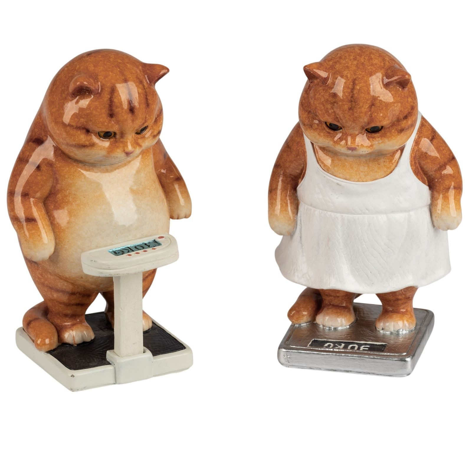 formano Sammelfigur Katzen Figuren 2er Set auf Waage 13 cm aus Kunststein Handbemalt