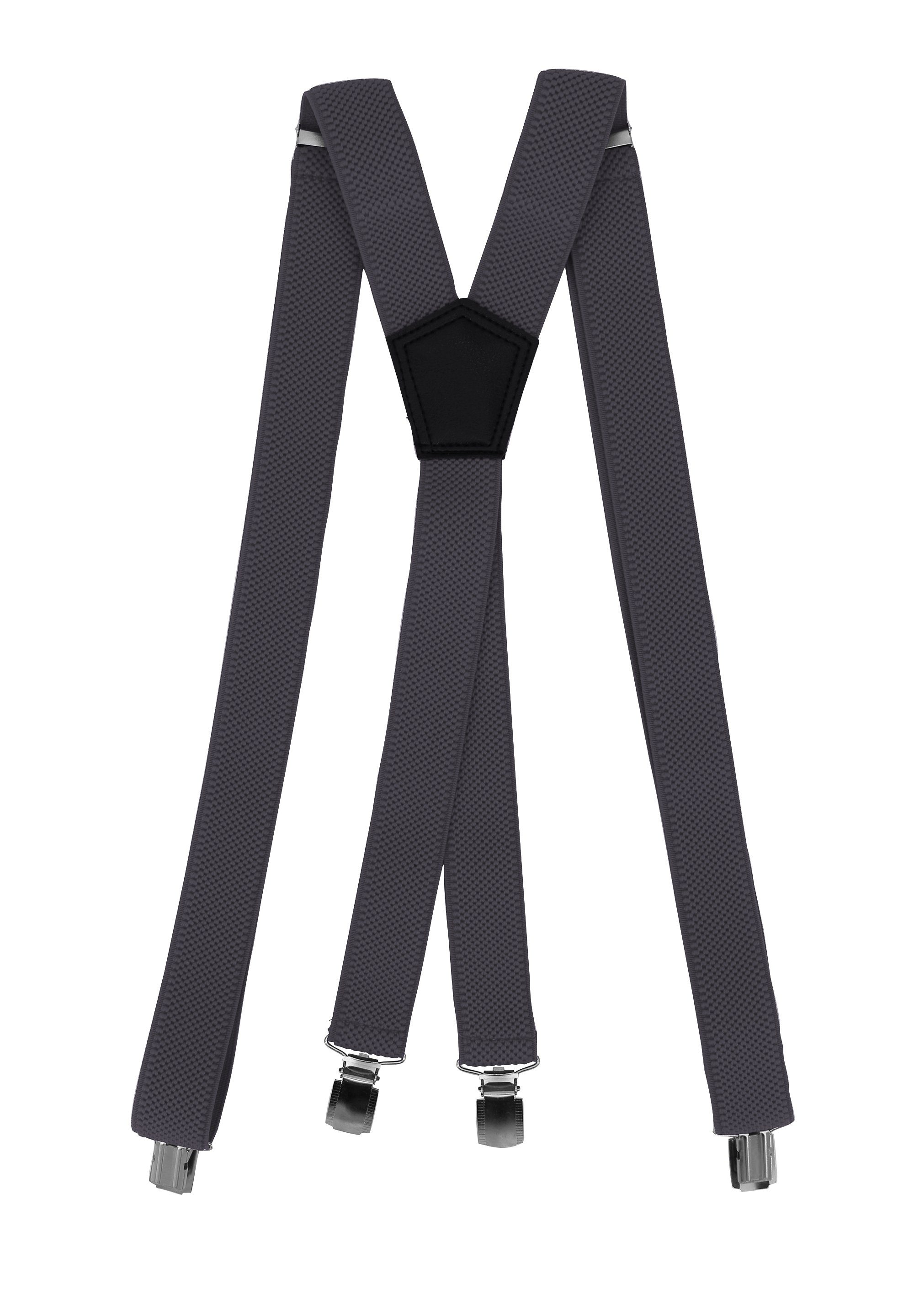 Fabio Farini Hosenträger Schmales Y-Design mit 2,5cm Breite verstellbar mit extra starken Clipverschluss, Grau