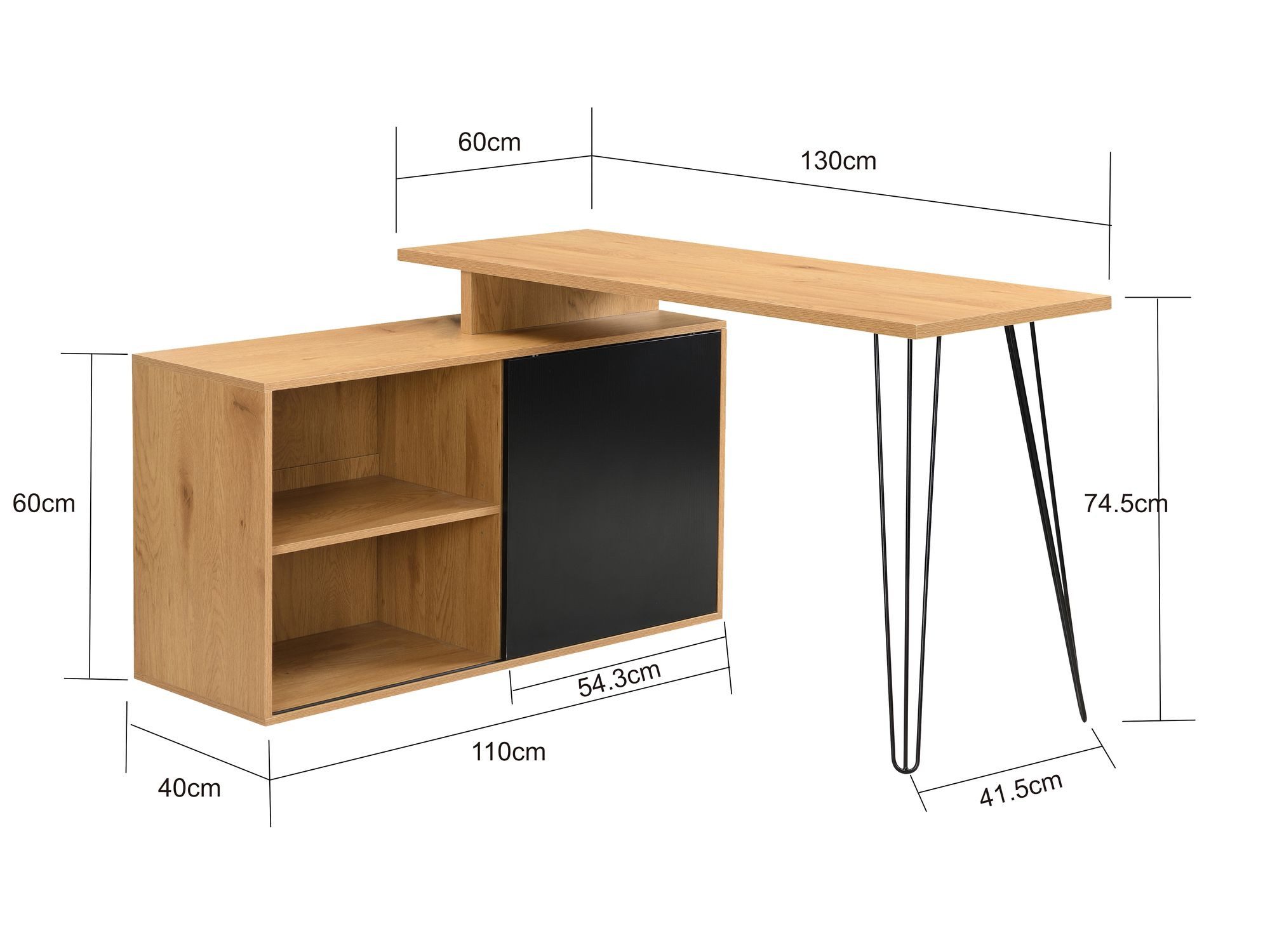 FINEBUY Schreibtisch FB116775 Eckschreibtisch Schreibtischkombination mit Schrank L Form (Moderner Eckschreibtisch im Industrie-Design), Viel Stauraum durch integriertes Sideboard
