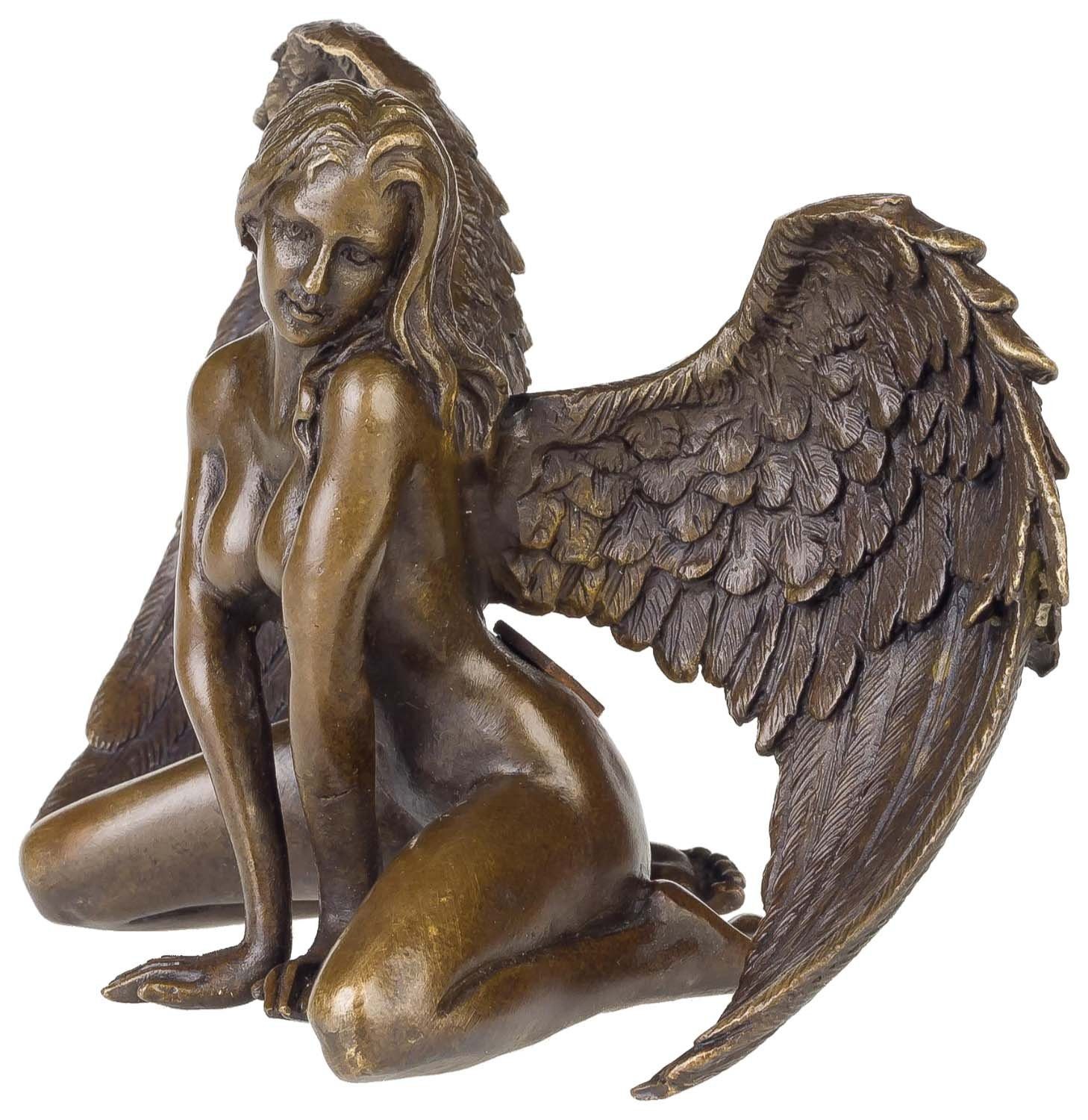 Aubaho Skulptur Bronzeskulptur Bronze Figur Engel Skulptur Akt Frau Antik- Bronzefigur
