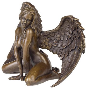 Aubaho Skulptur Bronzeskulptur Bronze Figur Bronzefigur Engel Akt Frau Skulptur Antik-