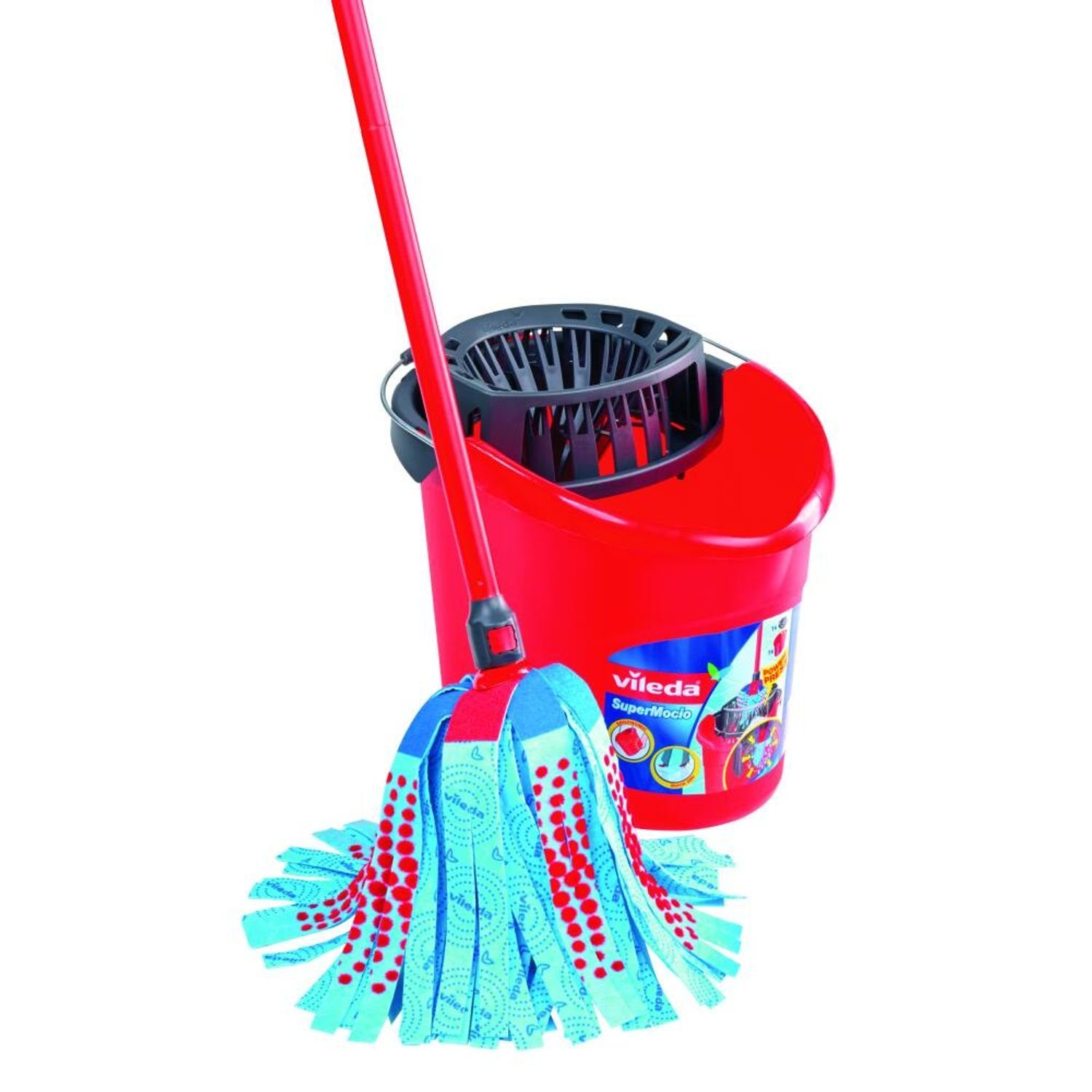 Vileda Vileda Wischmop-Set Super Mocio Set Wischer Eimer Wischbezug rot Clean Wischbezug