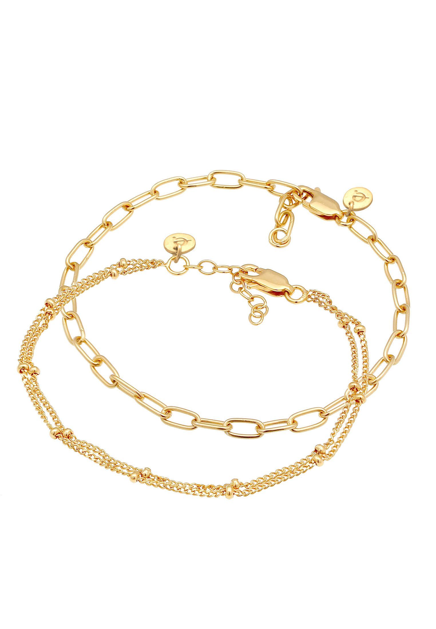 Elli Premium Armband Set Glieder Layer Kugel (2 tlg) 925 Silber vergoldet, günstig online kaufen