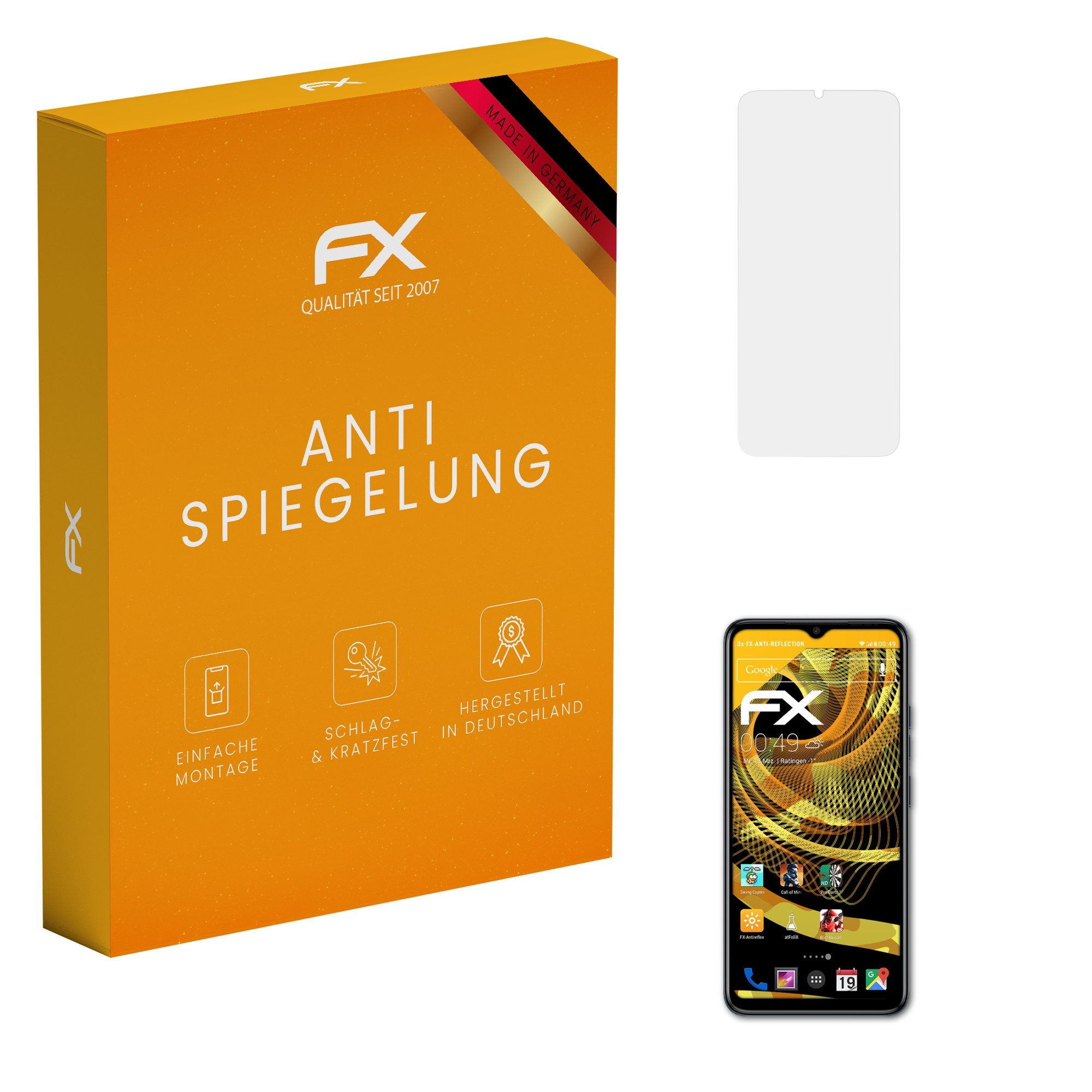 atFoliX Schutzfolie für Tecno Pop 7 Pro, (3 Folien), Entspiegelnd und stoßdämpfend