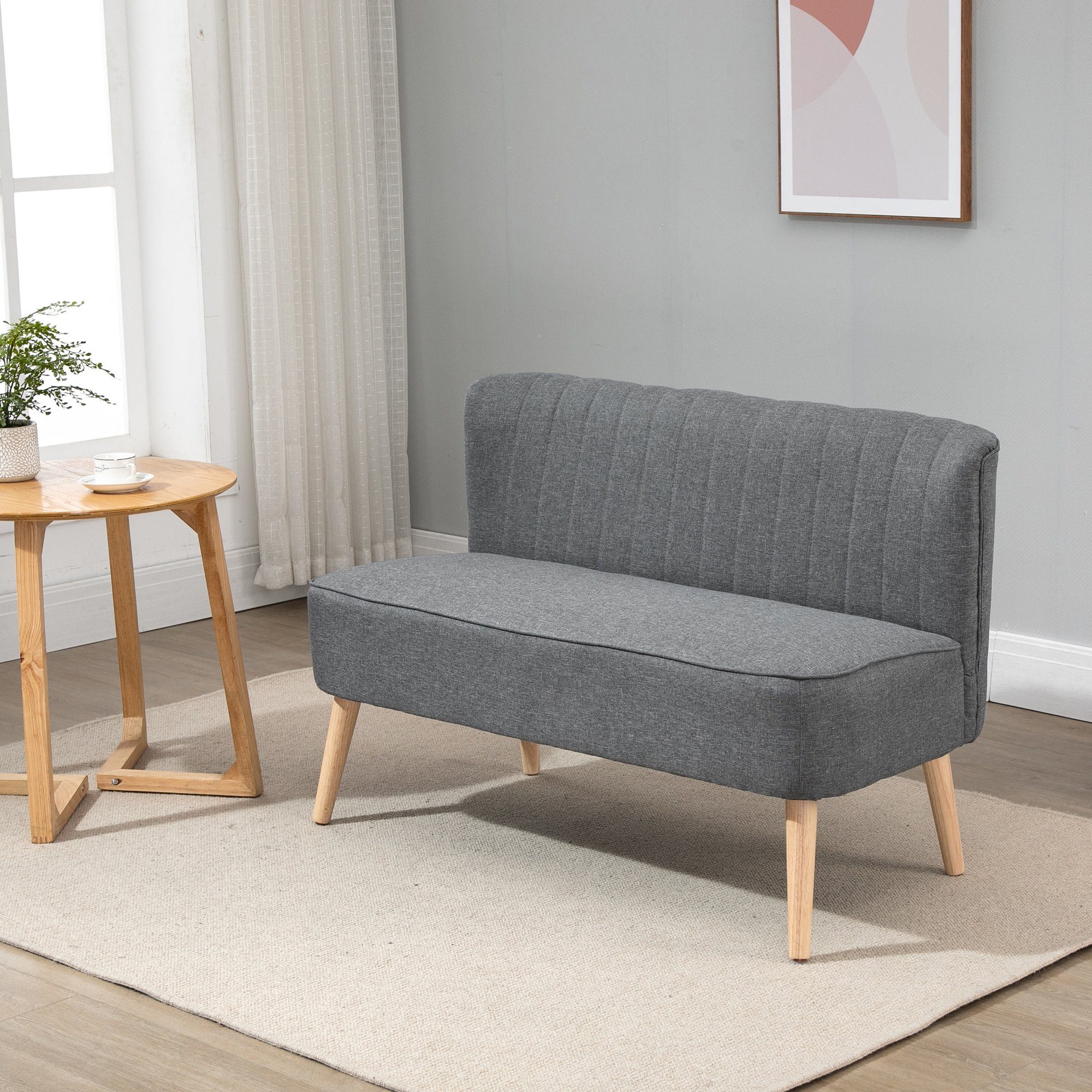 HOMCOM 2-Sitzer Sitzmöbel, Loungesofa, aus Holz, Samtartiges Polyster, Scha günstig online kaufen