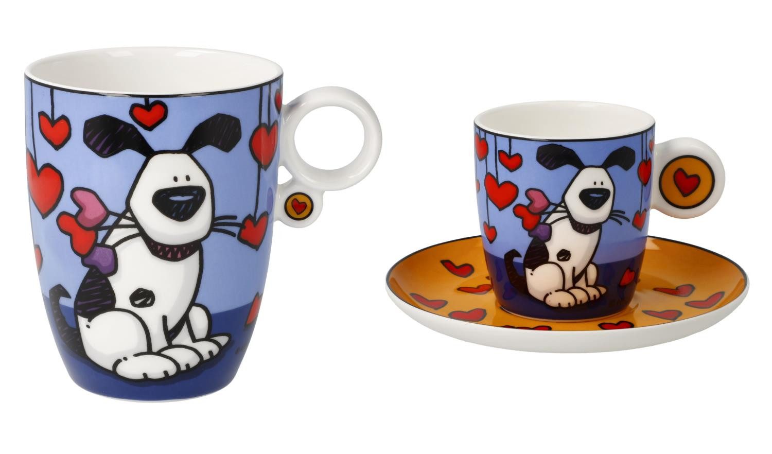 Goebel Tasse Ed Heck, Porzellan, Höhe: 11cm, Farbe: Blau, Motiv: Hund