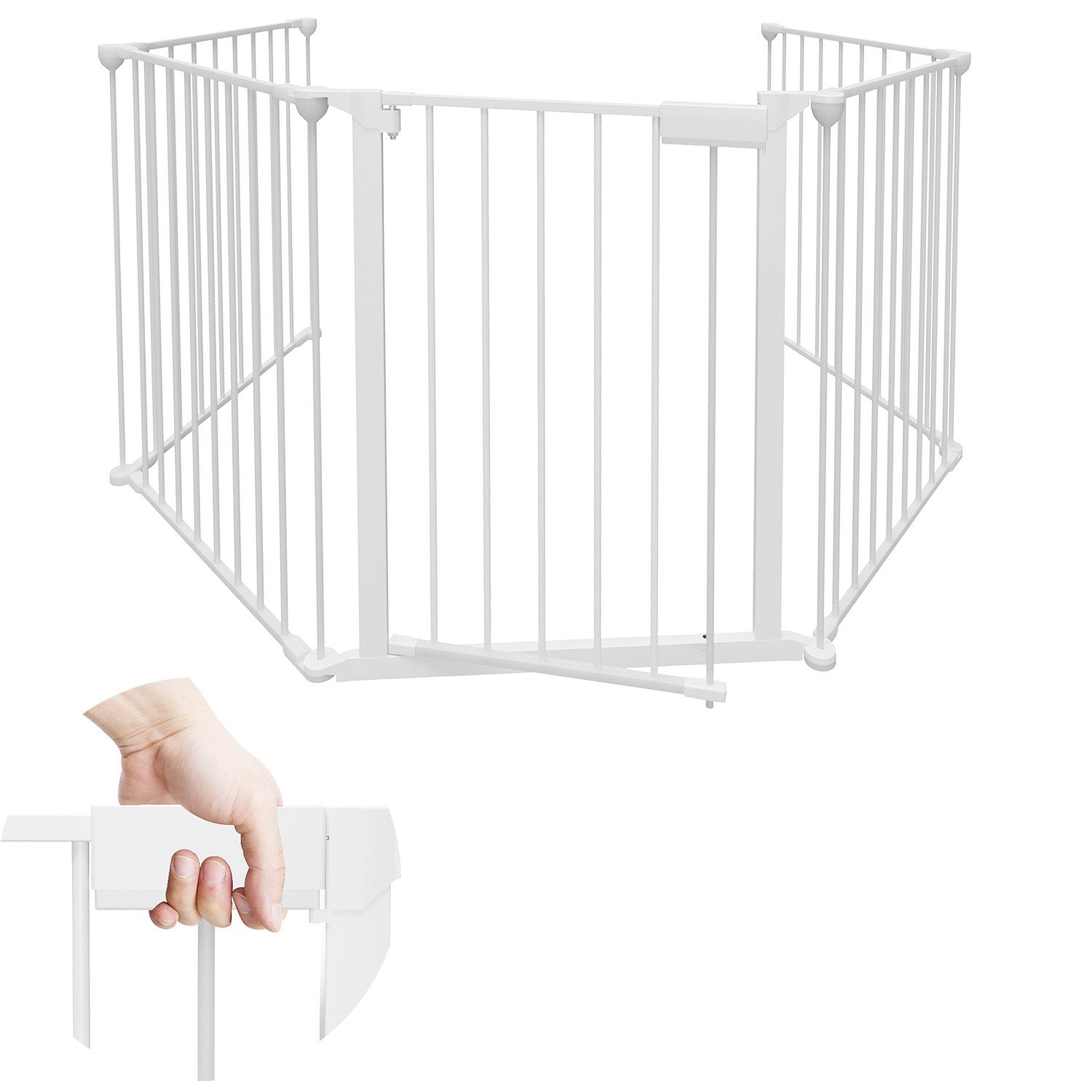 Clanmacy Kamingitter Kaminschutzgitter mit Tür 310cm,5teilig,Weiß, Metall,für Kinder&Tiere (1-tlg) – Bild 4 von 5