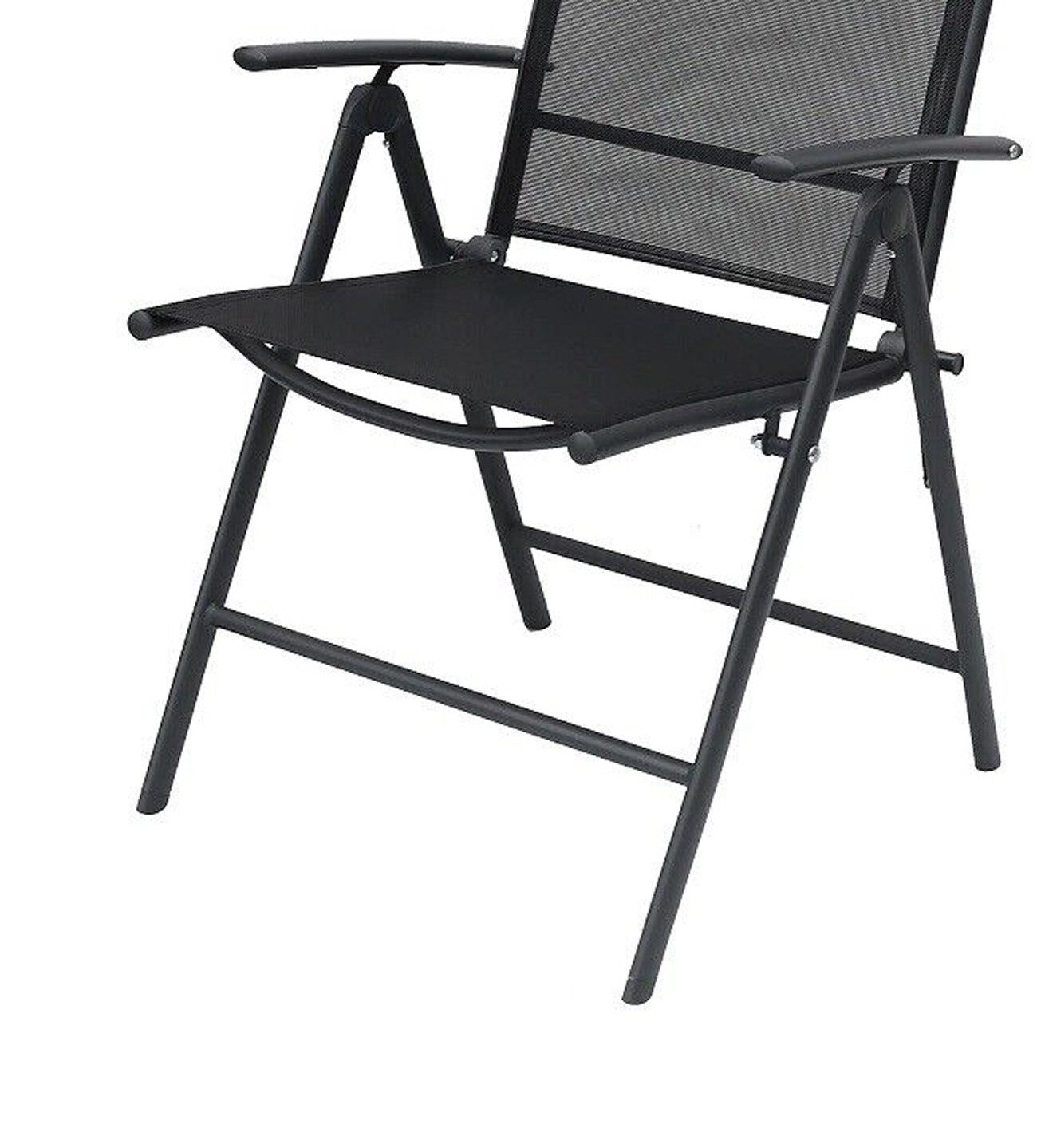 Mojawo Armlehnstuhl Garten Klappstuhl Hochlehner 7-Positionsstuhl Metall Textilen Schwarz – Bild 5 von 5