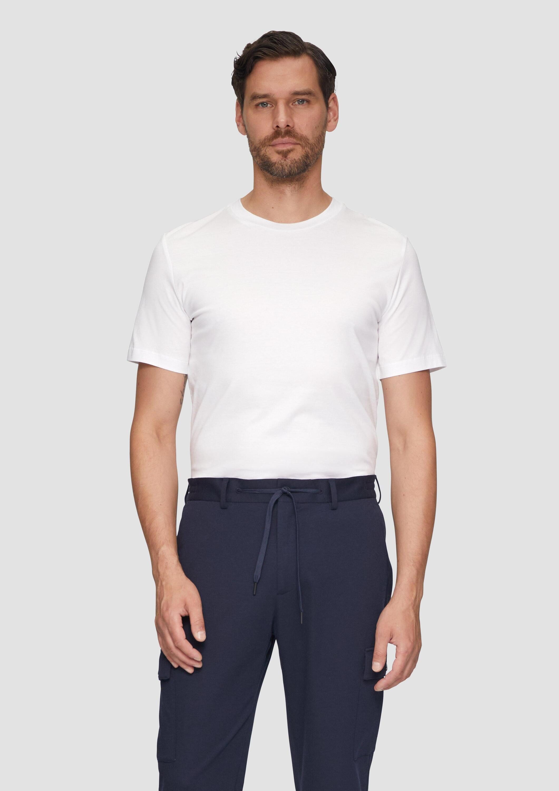 s.Oliver Kurzarmshirt T-Shirt Jerseyshirt im Slim Fit aus merzerisierter Baumwolle