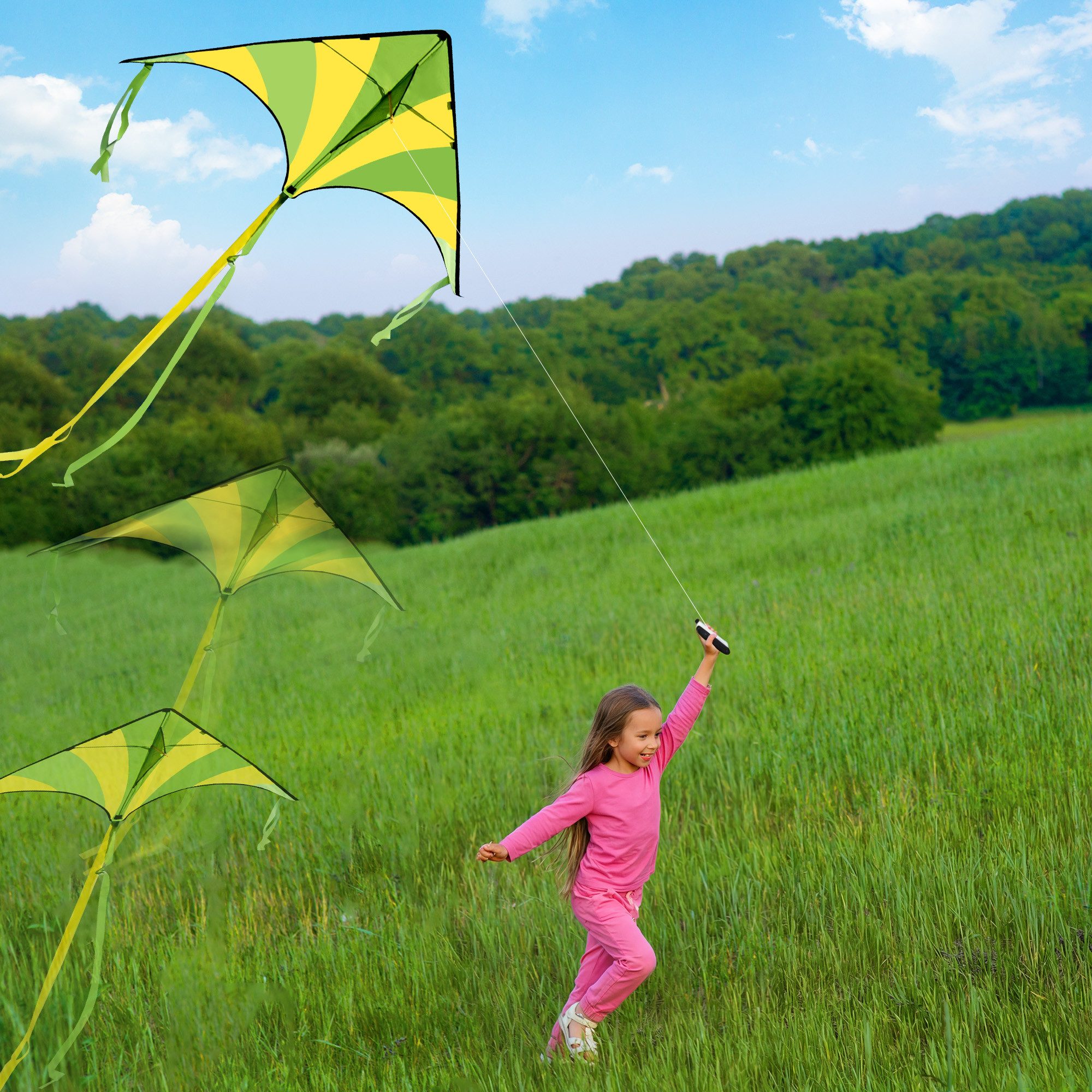 JOYIN Flug-Drache JOYIN 2 Packs Großer Delta Drachen Grün und Regenbogen, (2-tlg)
