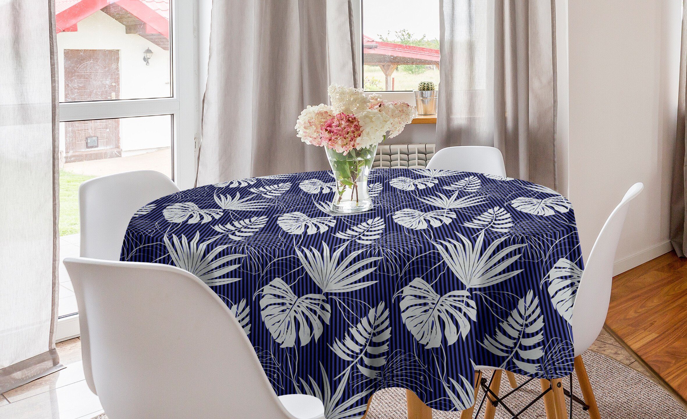 Abakuhaus Tischdecke Kreis Tischdecke Abdeckung für Esszimmer Küche Dekoration, Blätter Hawaiian Tropical Monstera | Tischdecken