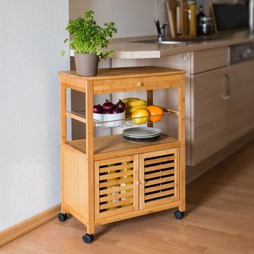relaxdays Küchenwagen Küchenrollwagen JAMES XL mit Schrankfach