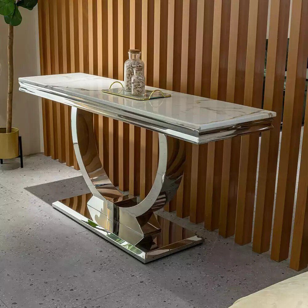 Xlmoebel Konsolentisch Silbernes Konsolentisch Sideboard Luxus Tisch chrom 120x40cm (1-St., 1x Konsolentisch), Hergestellt in Europa