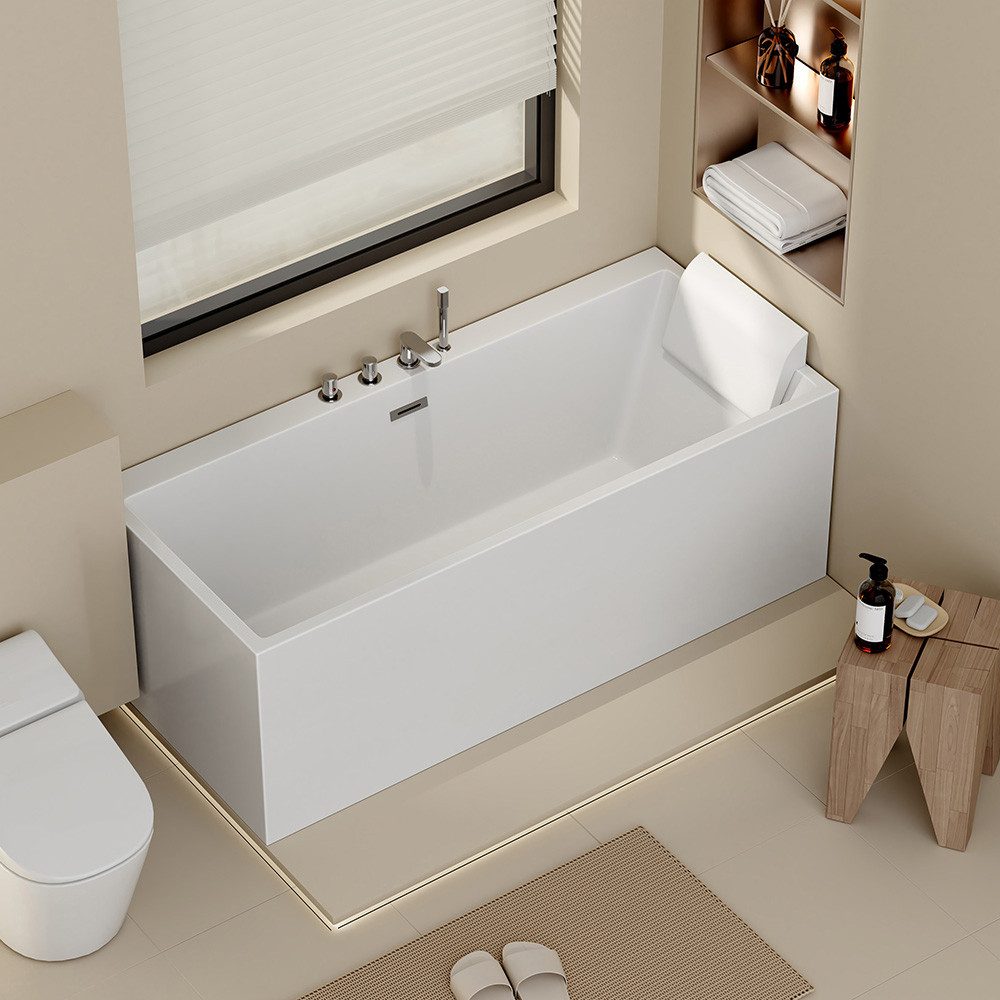 HOME DELUXE Badewanne AMBER 170 x 58 x 80 cm, inkl. Ablauf & vormontierte Armaturen, Acryl-Badewanne, Spa