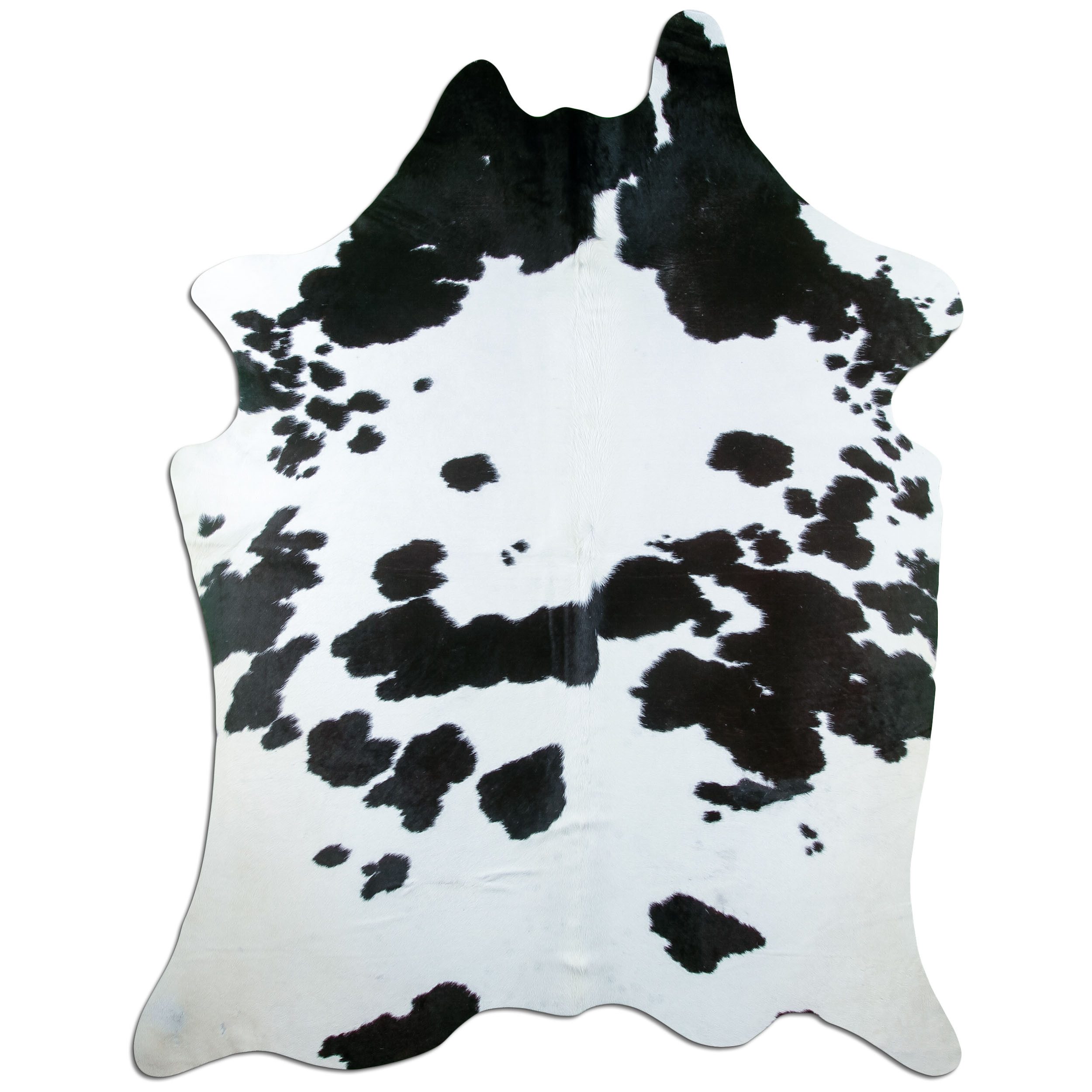 Livorio Fellteppich L244 x B182 cm - schwarz weiß, Kuhfell, Premium Kuhfell Teppich, Rinderfell, Echtfell, black and white