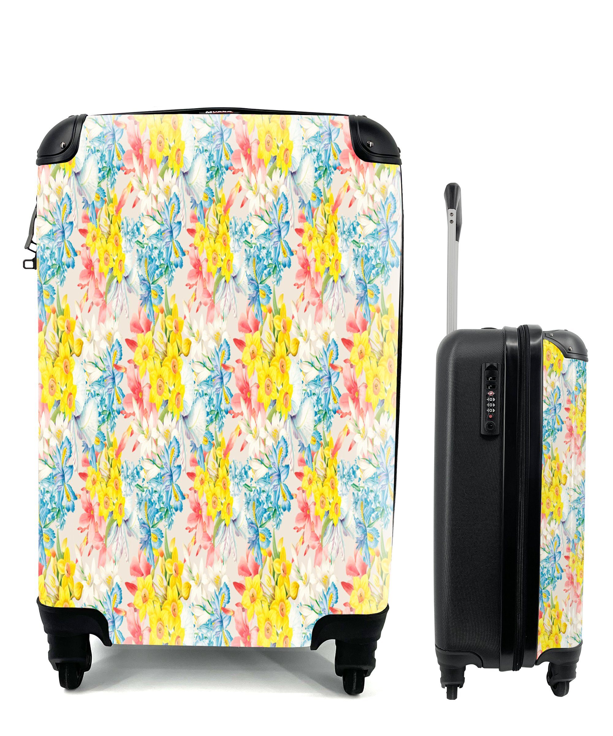 Pastell, - Rollen, - MuchoWow Reisetasche Ferien, Farben Handgepäck Blumen für Handgepäckkoffer rollen, Trolley, 4 mit Reisekoffer