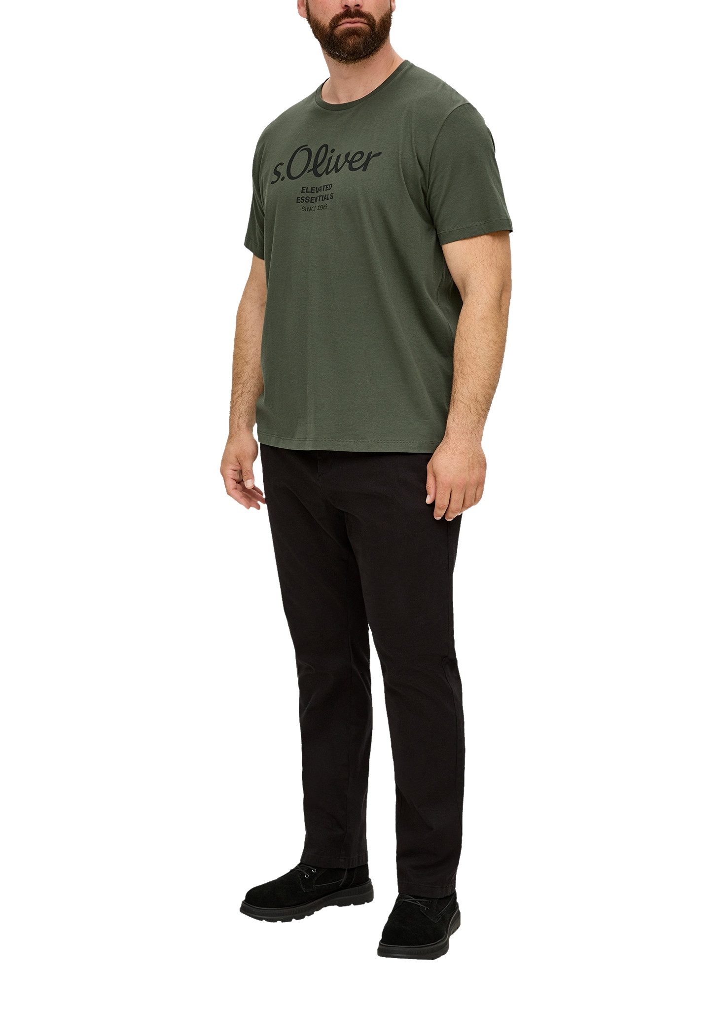 s.Oliver Men Big Sizes Kurzarmshirt mit Logo-Print/Große Größen