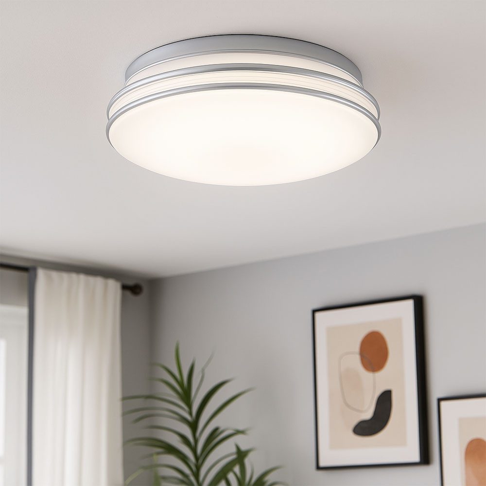 Esto LED Deckenleuchte, LED-Leuchtmittel fest verbaut, Warmweiß, Deckenleuchte Deckenlampe LED Wohnzimmerleuchte weiß rund D 29,3 cm