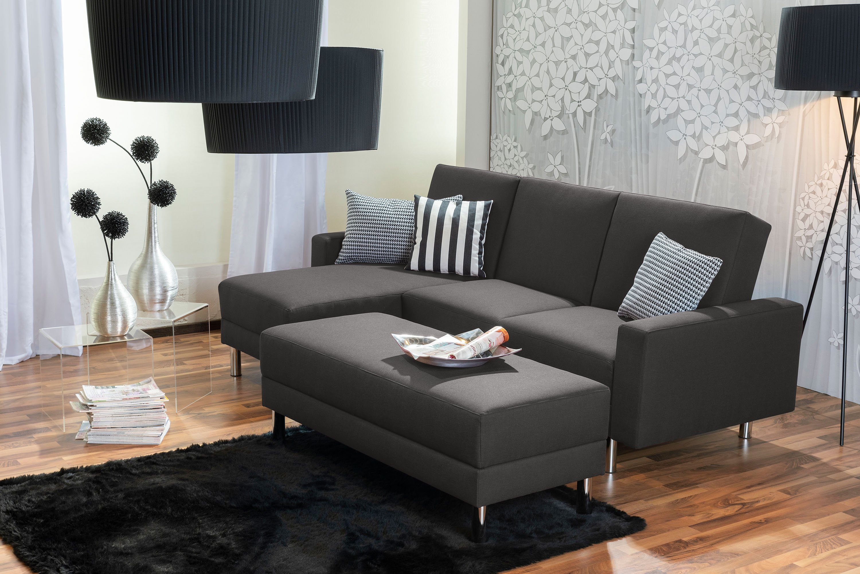 Max Winzer® Loungesofa Just Fashion Funktionssofa Flachgewebe anthrazit, 1 Stück, Made in Germany