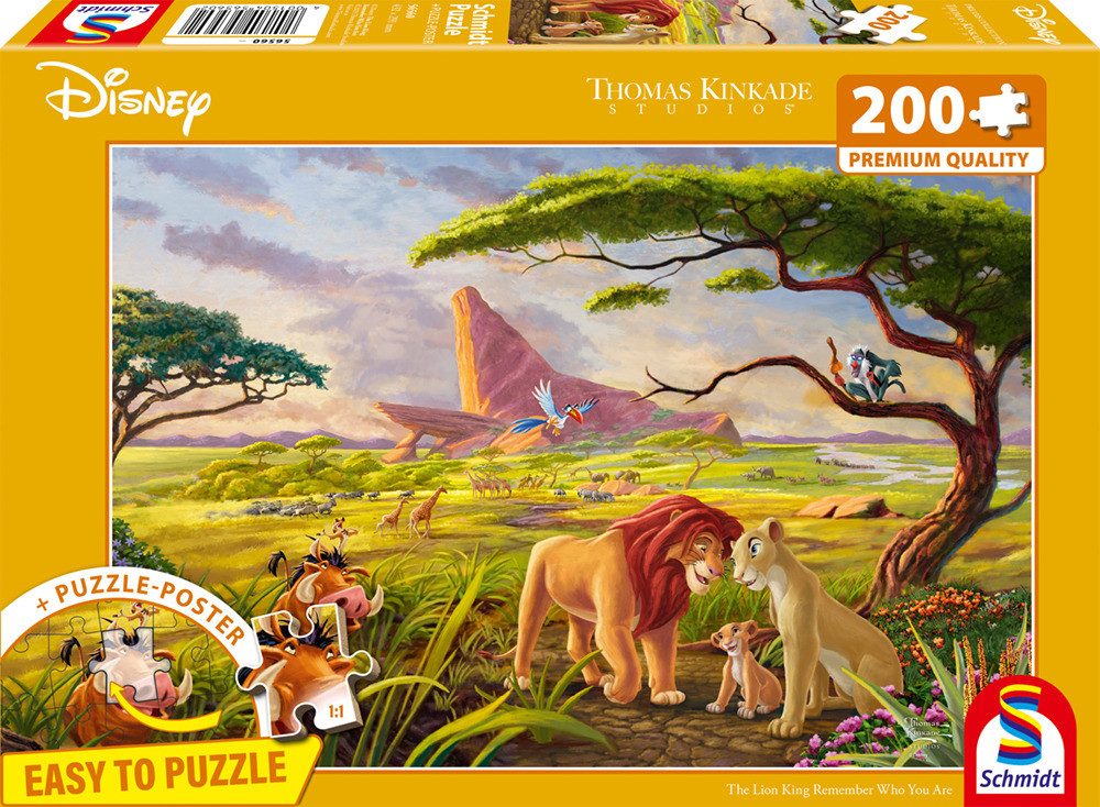 Schmidt Spiele Puzzle Puzzle Disney König der Löwen Thomas Kinkade 200 Teile, Puzzleteile