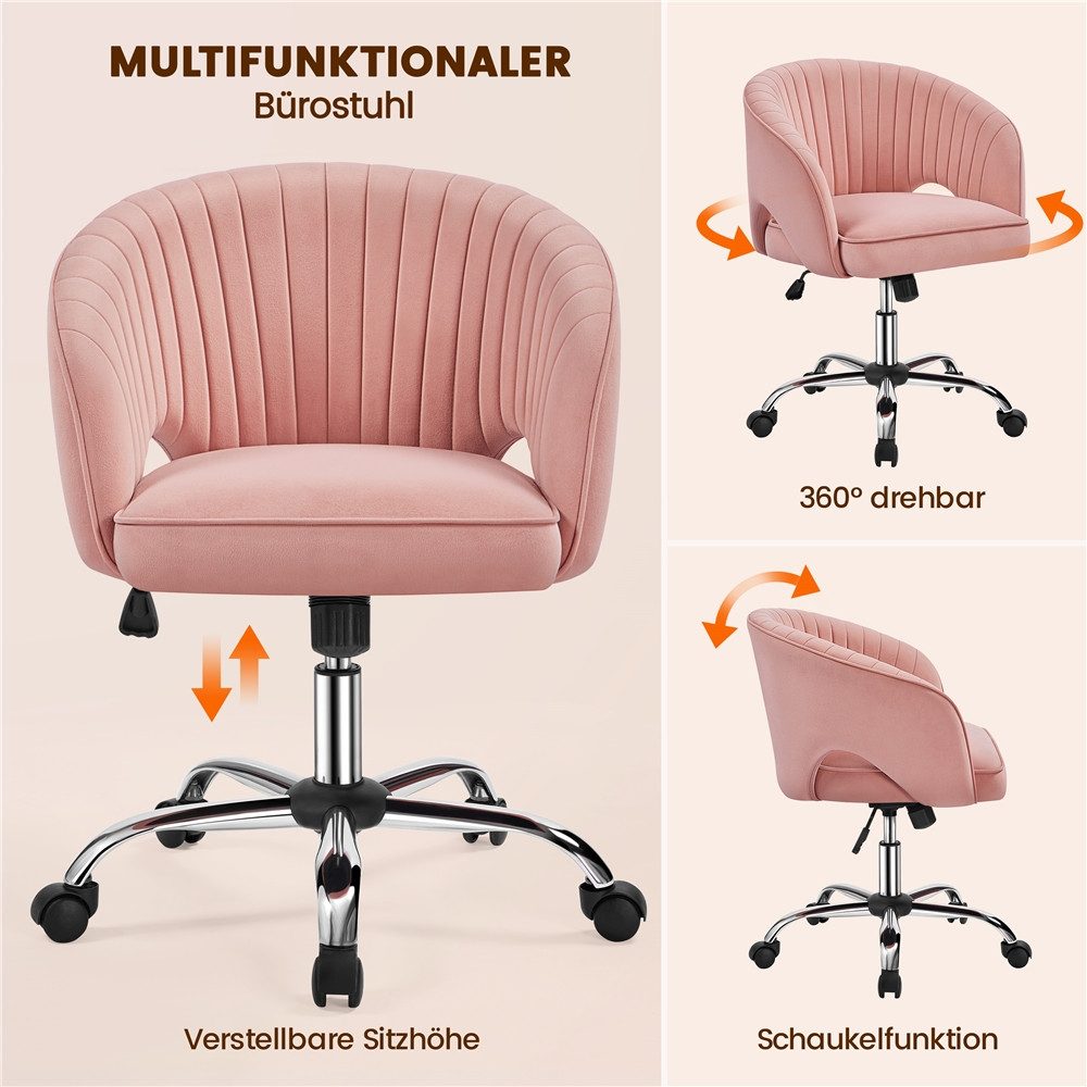 Yaheetech Drehstuhl Höhenverstellbarer Polsterstuhl mit Schaukelfunktion, Bürosessel 360° Drehbar für Zuhause/Büro – Bild 5 von 5
