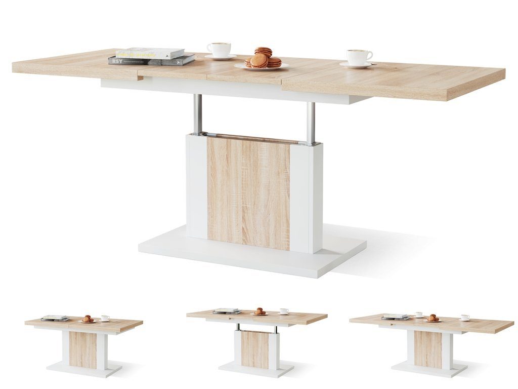 designimpex Couchtisch Design Orion stufenlos höhenverstellbar ausziehbar Esstisch