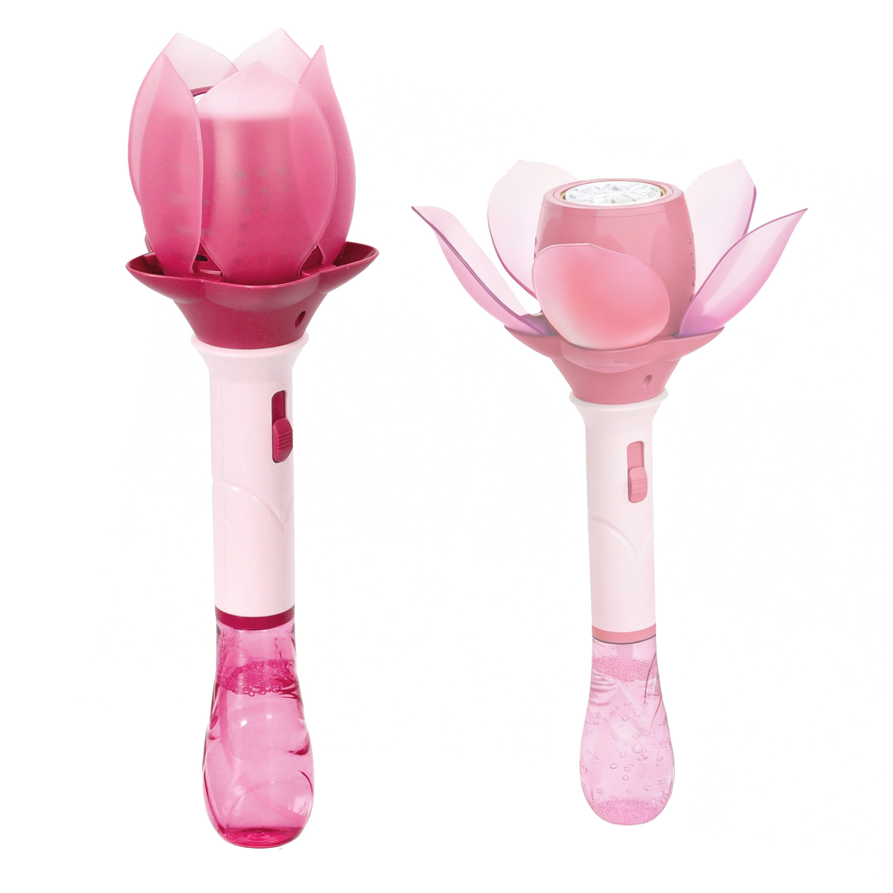CEPEWA Seifenblasenstab Seifenblasen Lotusblume pink 10x33cm 115ml elektrisch Seifenblasenstab