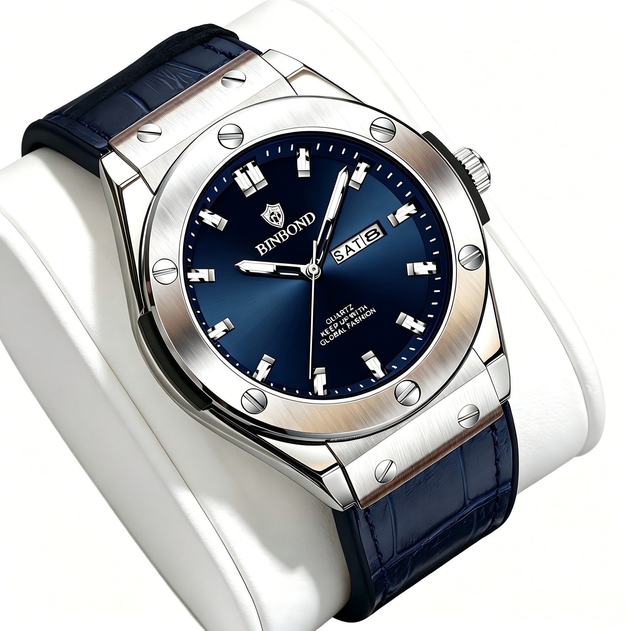 ibettertec Quarzuhr Armbanduhr, Herrenuhr, Datum, Neo-Display, Edelstahlarmband, (Packung, 3Bar Wasserdicht, ür Liebhaber Herrenuhren, Dual-Kalender mit), ultifunktionsuhr Armbanduhr