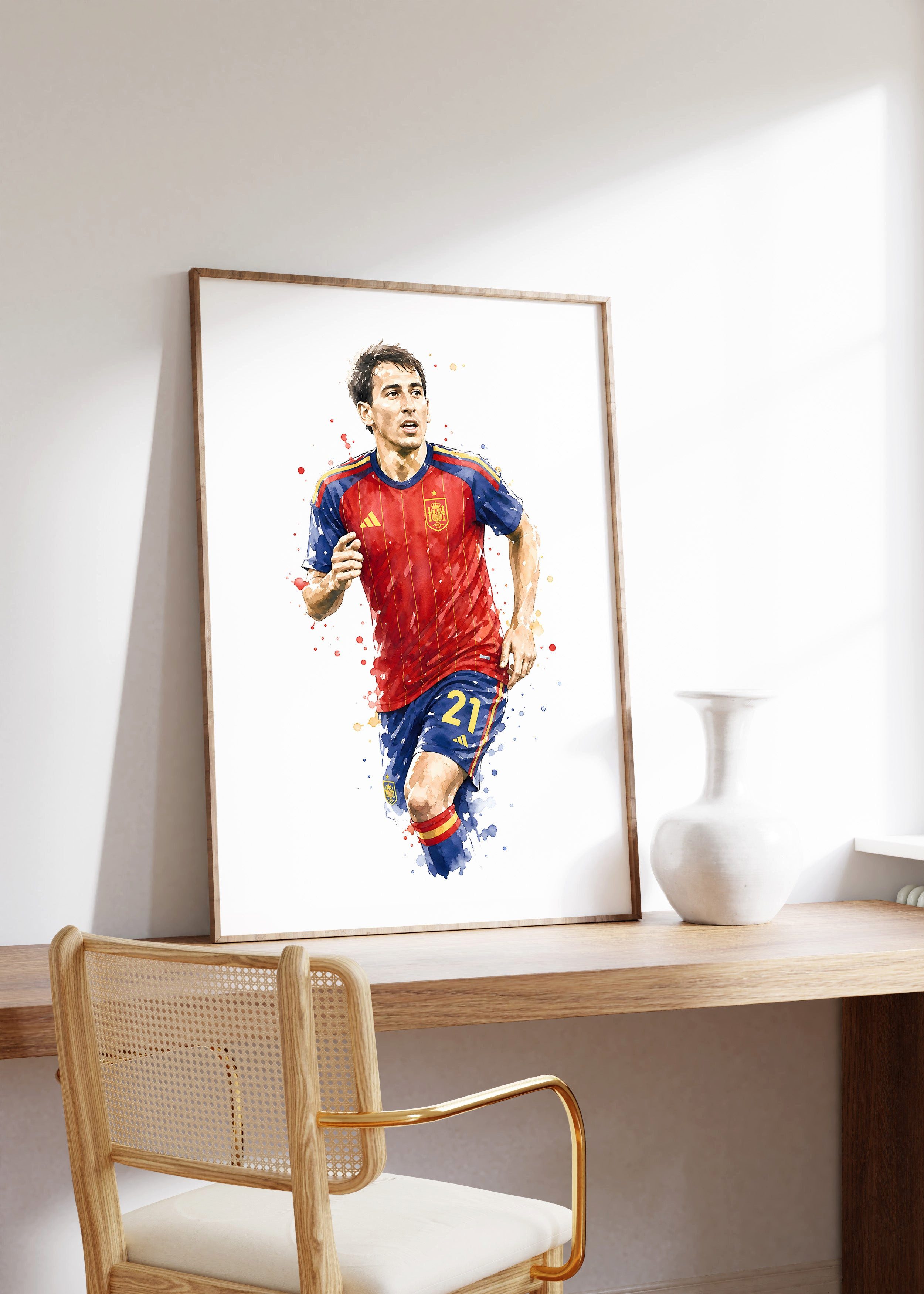 JUSTGOODMOOD Poster Spanien Fussball Geschenkidee Aquarell Sport Wandbild Deko Print ohne, (1 St)