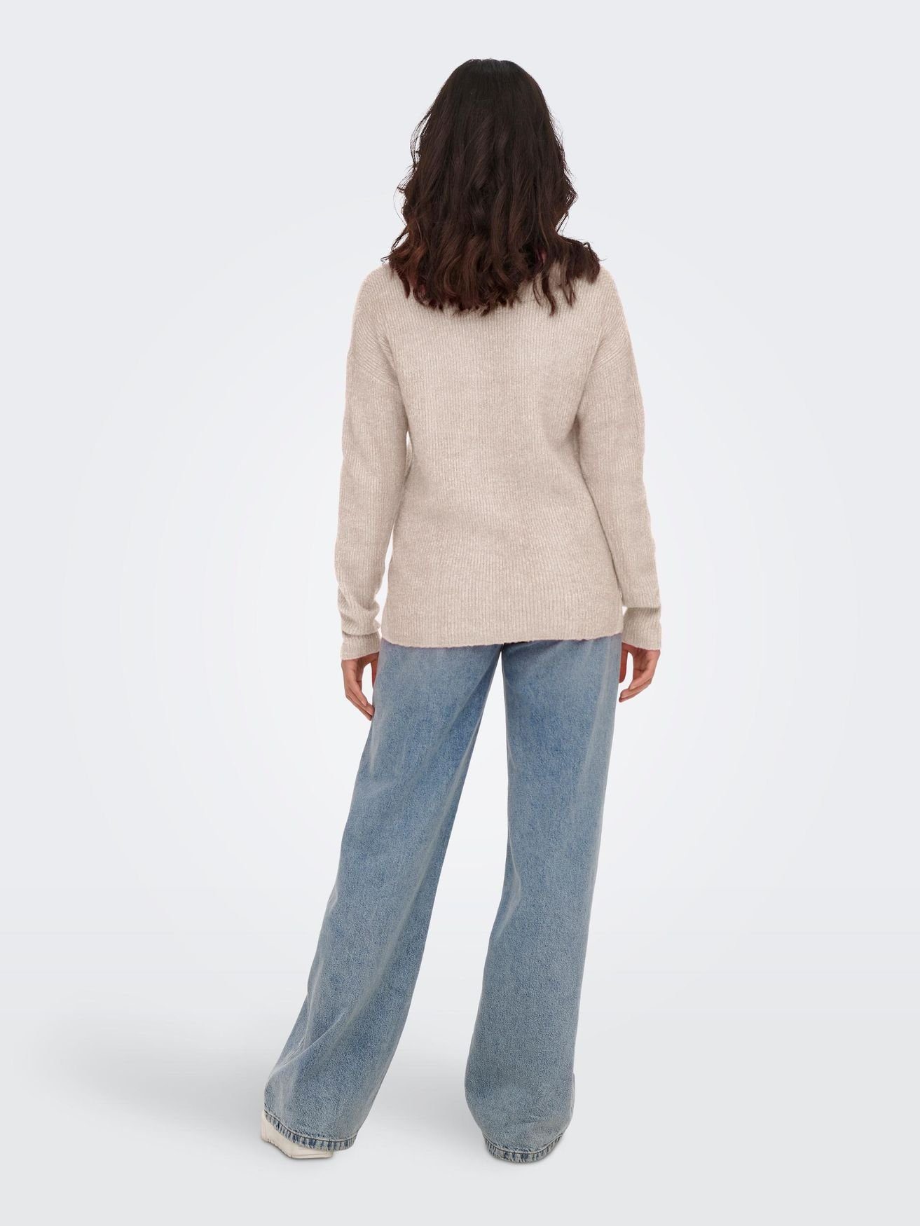 ONLY Strickpullover Warmer Strickpullover Stretch Sweater Beige in 4471 V-Ausschnitt ONLCAMILLA