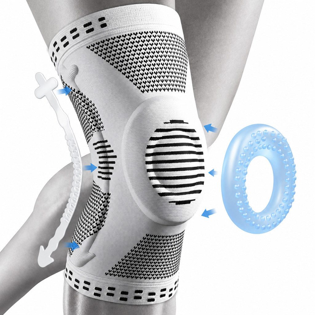 Bundviel Kniebandage Kniestütze Kompressions-Kniebandage mit Patella Pad & Stabilisatoren, für Sport, Training, Arthritis & Verletzungenv