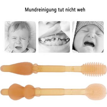 Baby Ja Zahnbürste Baby-Zahnbürste,Zungenreiniger,Silikon weichen Borsten,0-18 Monate, Mundpflege für Säuglinge