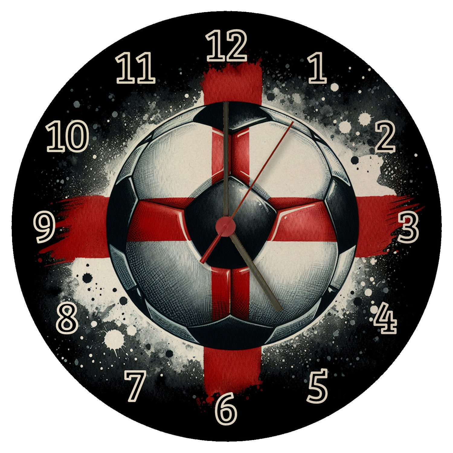 Wanduhr Fußball Englische Flagge Wanduhr aus MDF