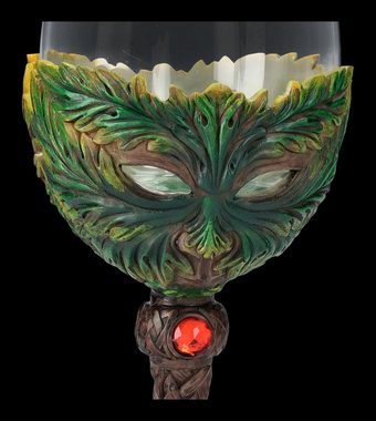 Figuren Shop GmbH Weinglas Weinglas Greenman - Tree Spirit - Fantasy mystisches Glas Dekoration, Kunststein (Polyresin), Glas