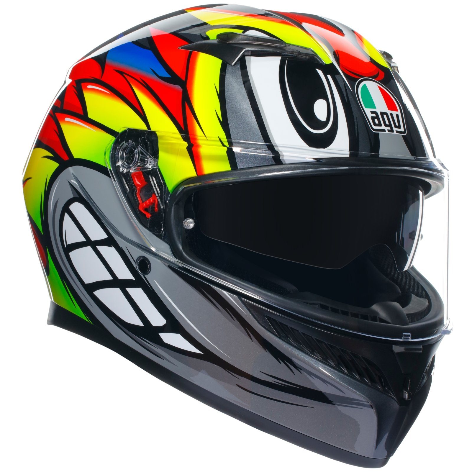 AGV Motorradhelm AGV K3 Integralhelm birdy 2.0 grau / gelb / rot