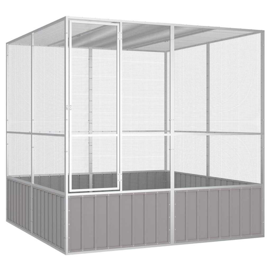vidaXL Vogelkäfig, Vogelkäfig Grau 213,5x217,5x211,5 cm Verzinkter Stahl
