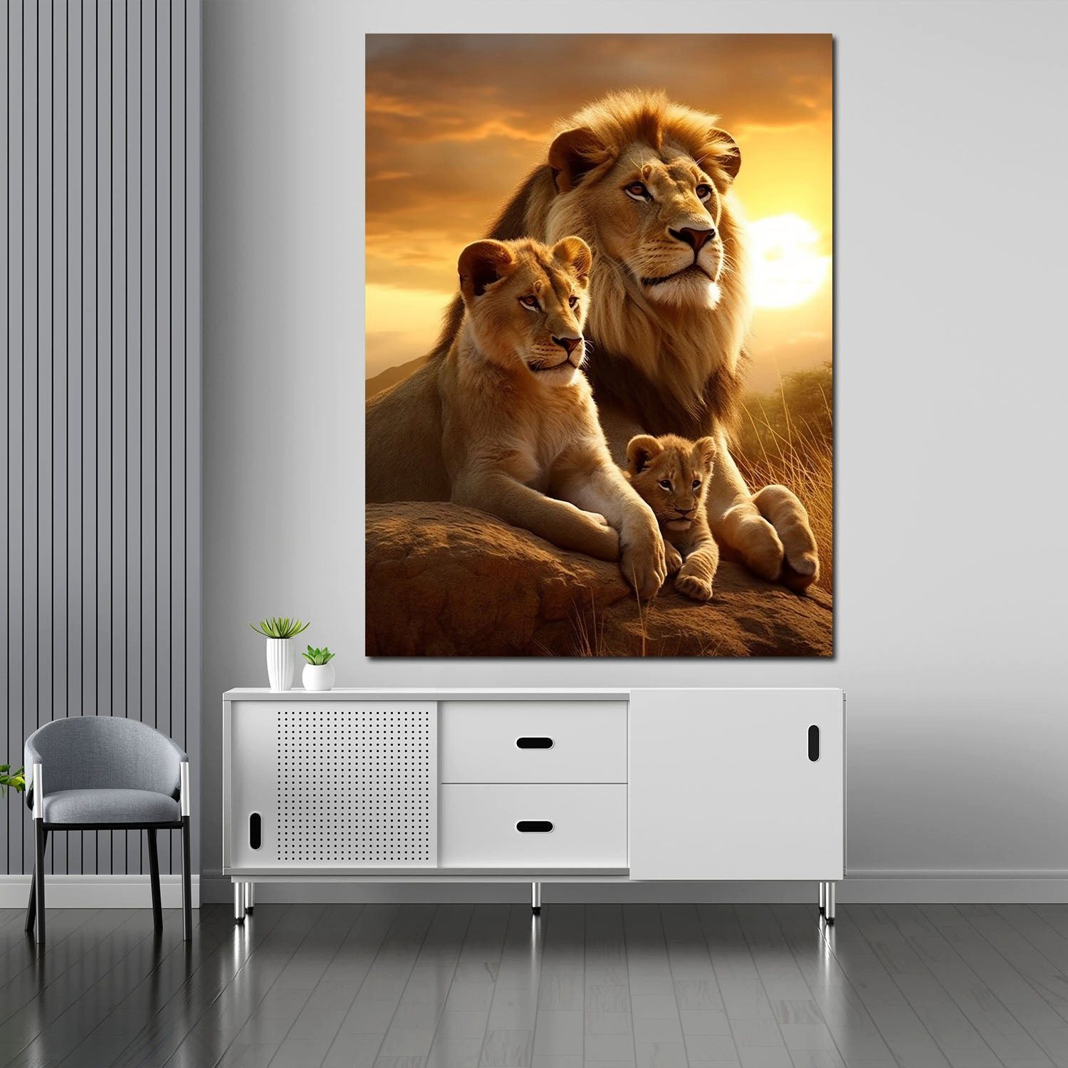 Artedinoi Leinwandbild Löwen-Familie Leinwandbild Wandbild Kunstdruck günstig online kaufen