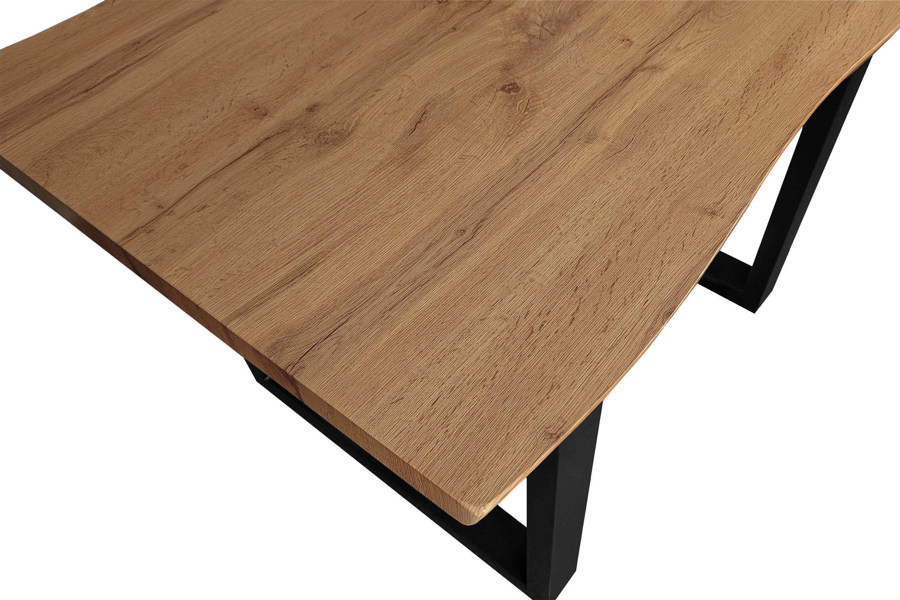 SAM® Esstisch Thoran, Holz-Optik Wildeiche, U-Metallgestell, Baumkante